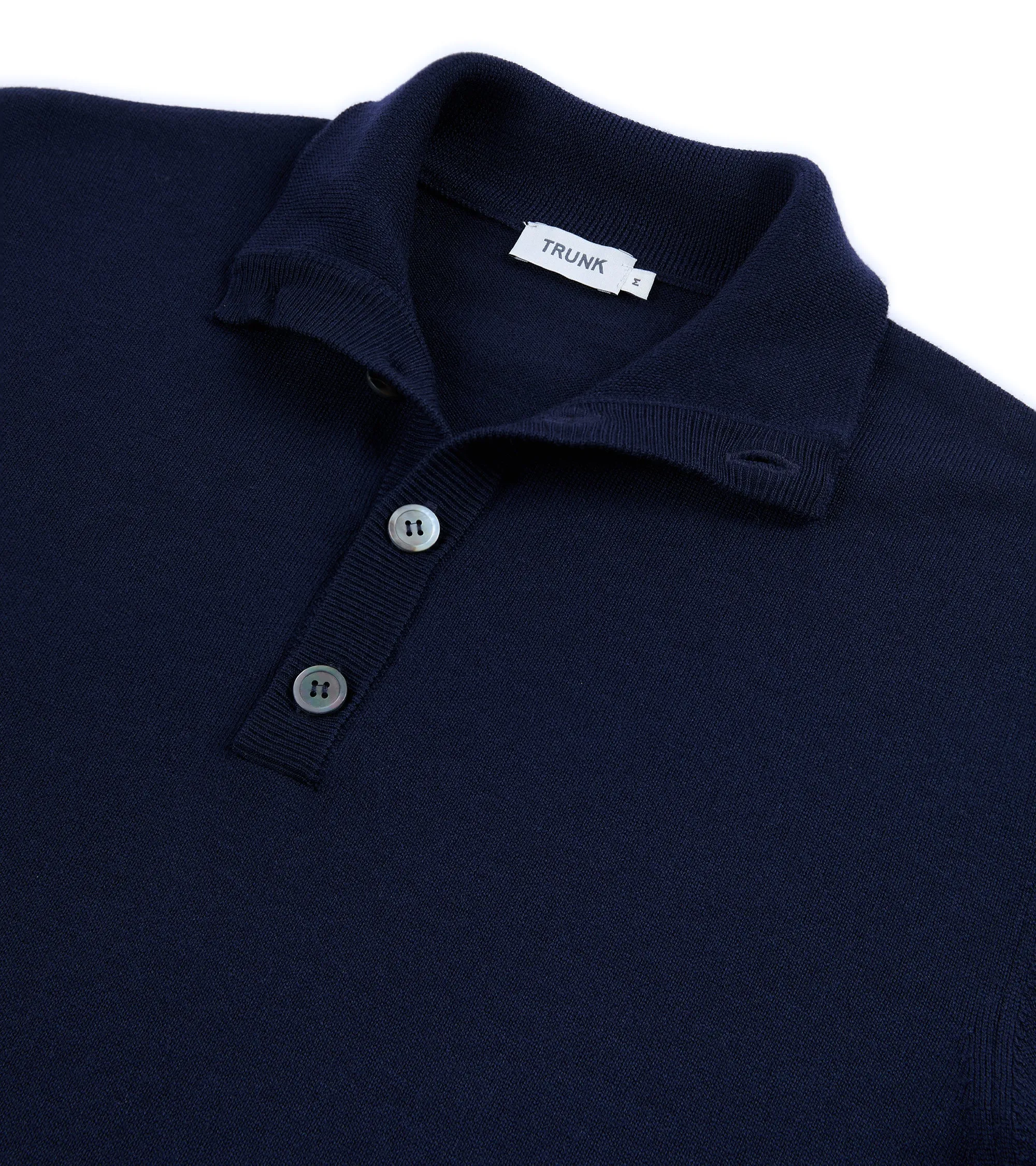 Royal Mode Trunk Bennet Merino Button Neck Sweater: Navy