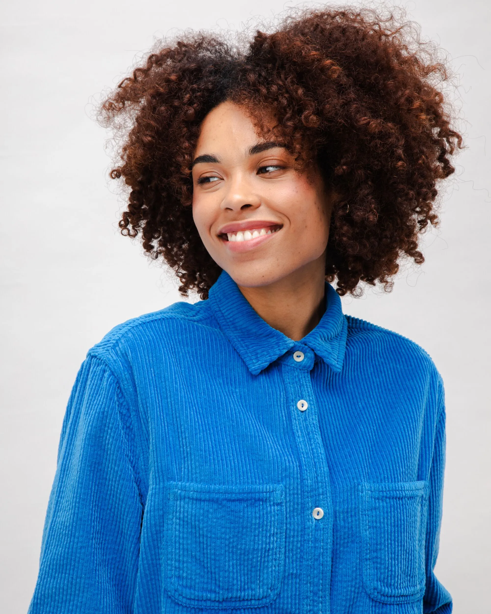 Versatile Option Corduroy Oversize Blouse Blue