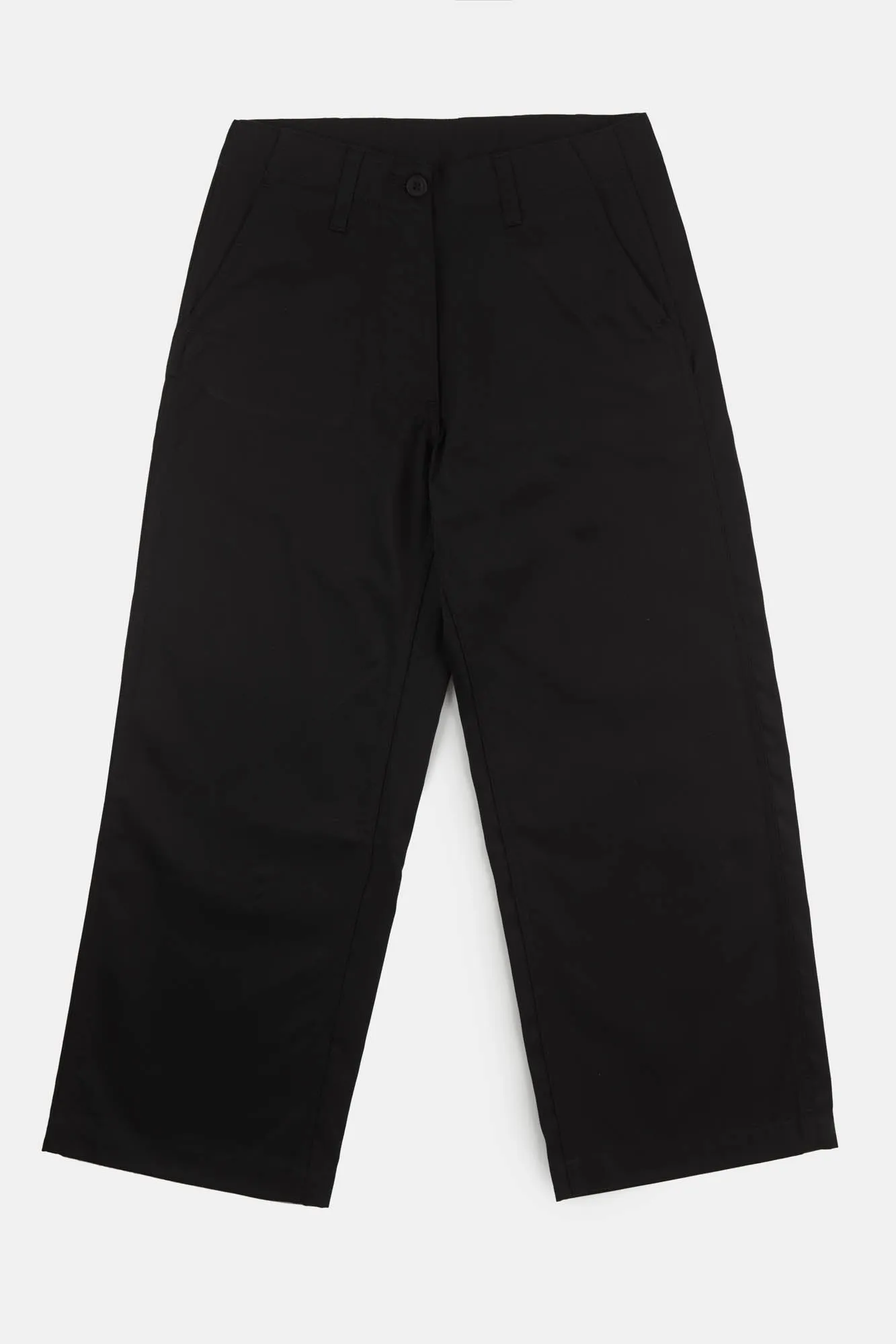 Women's Cropped Work Trousers - Black Adjustable Drawcord