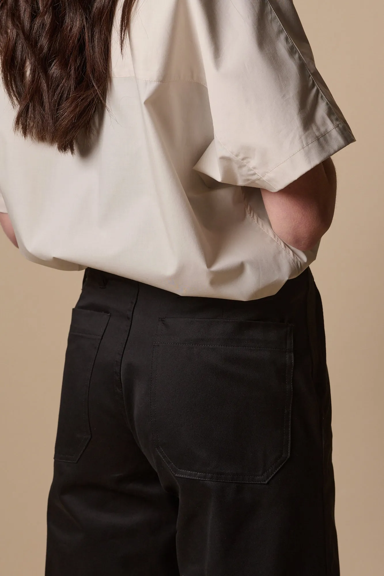 Women's Cropped Work Trousers - Black Athletic Flex Wear NonRestrictiveFit