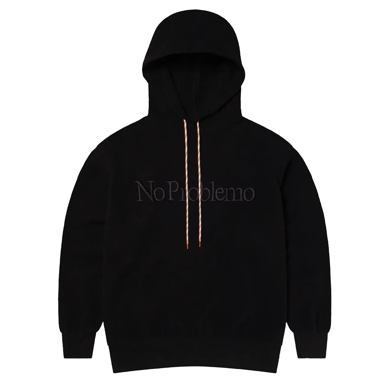 No Problemo Reverse Fleece Hoodie Black Vacation Style Fashion Essential