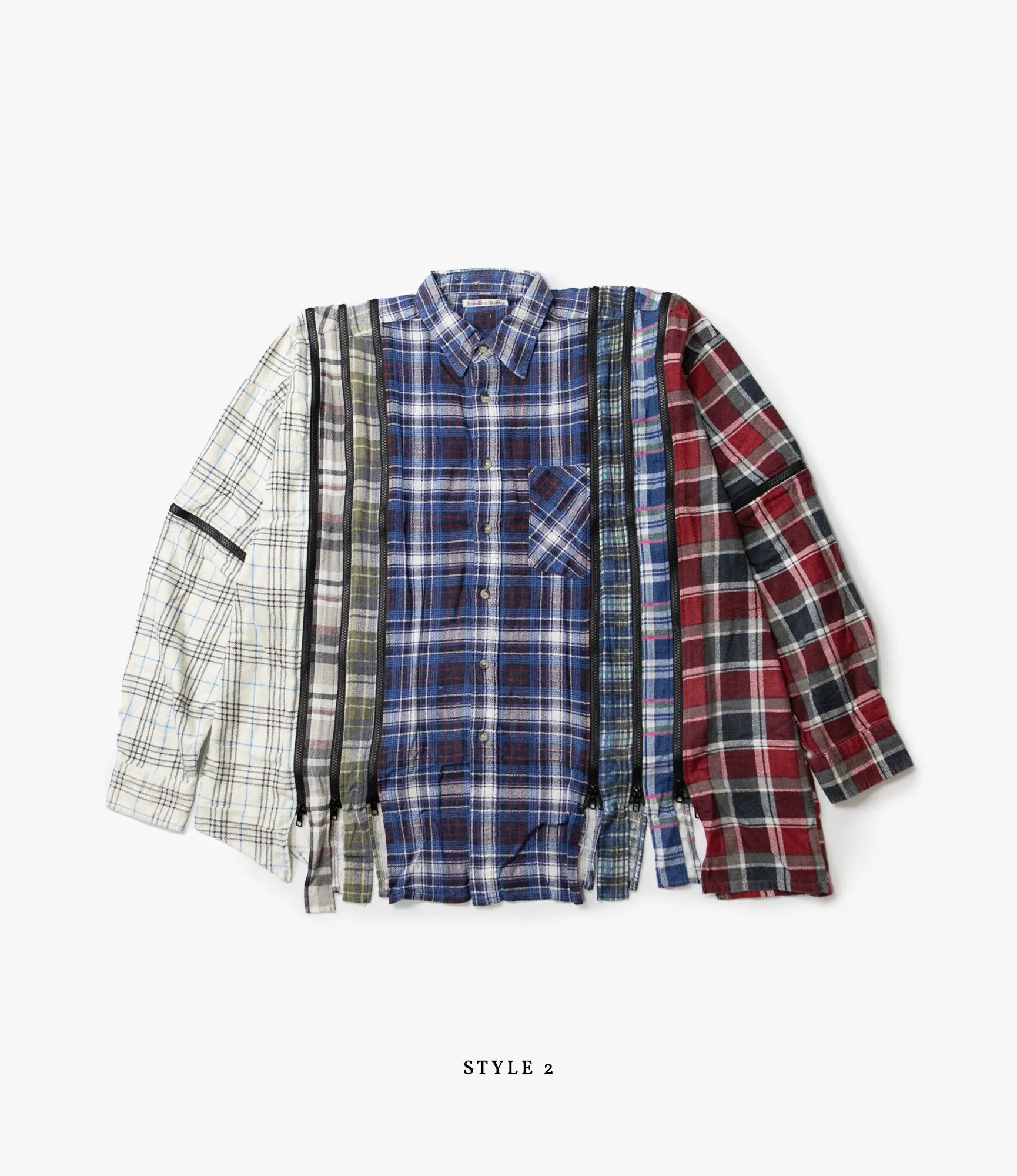 OversizedSilhouette 7 Cuts Wide Zipped Shirt ?C Assorted Flannel