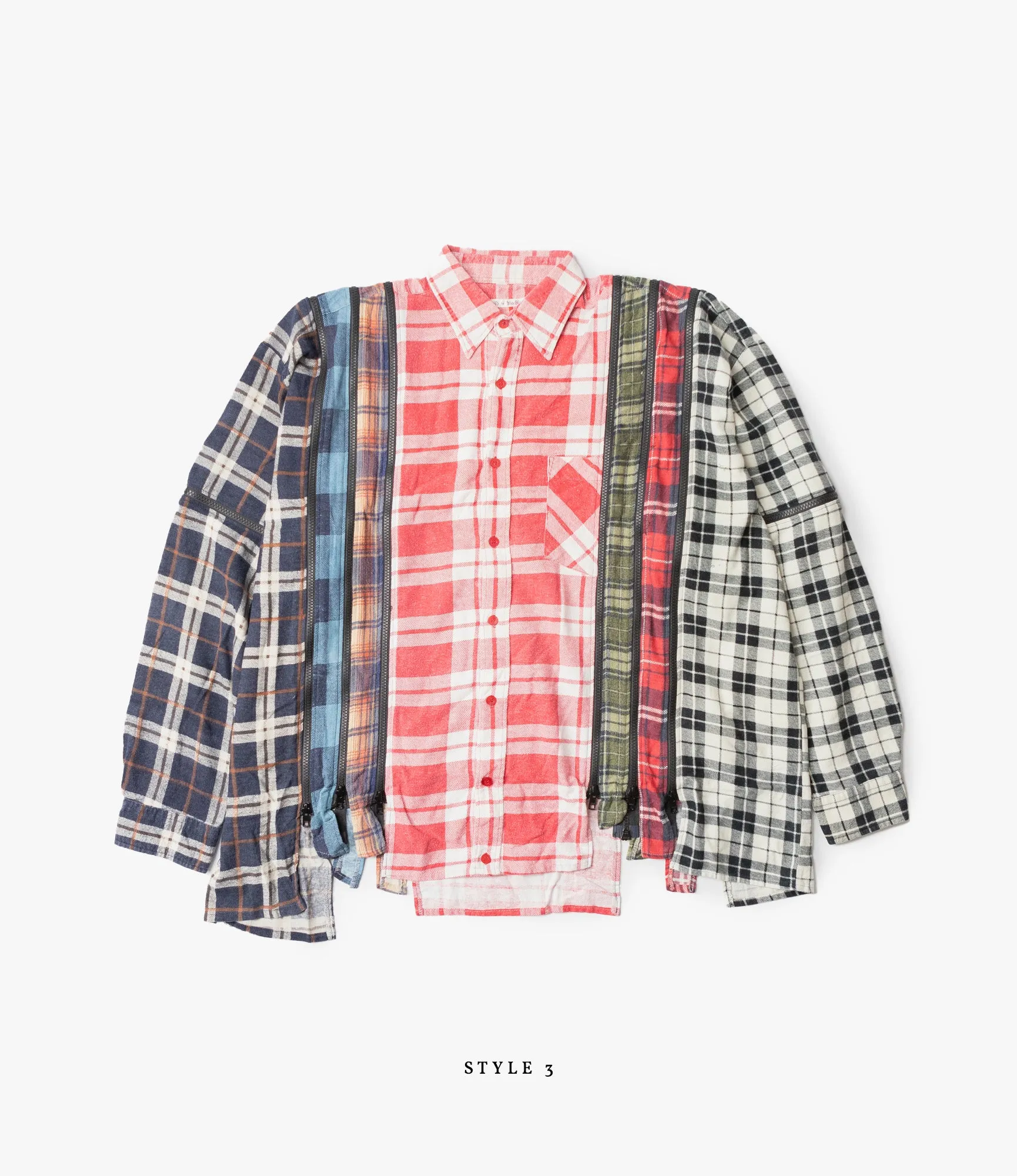 7 Cuts Wide Zipped Shirt ?C Assorted Flannel WrinkleResistant