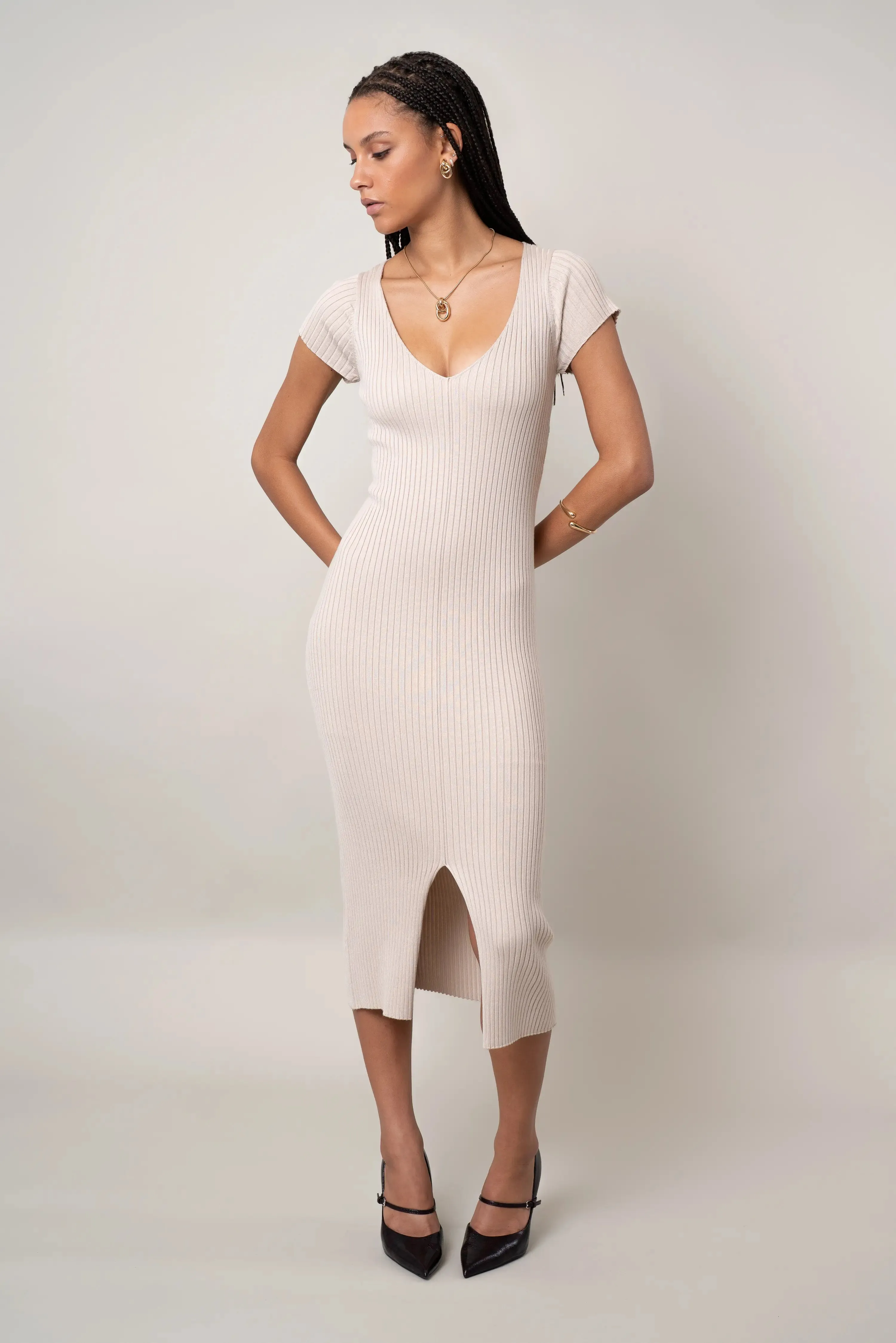 Bold Elegance Eco-Lining The Essential Ribbed Midi Dress