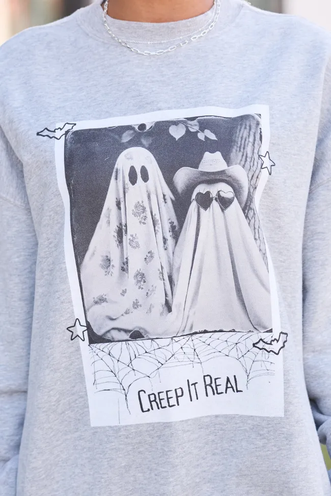 Non Toxic Materials Creep It Real Light Grey Graphic Sweatshirt SALE