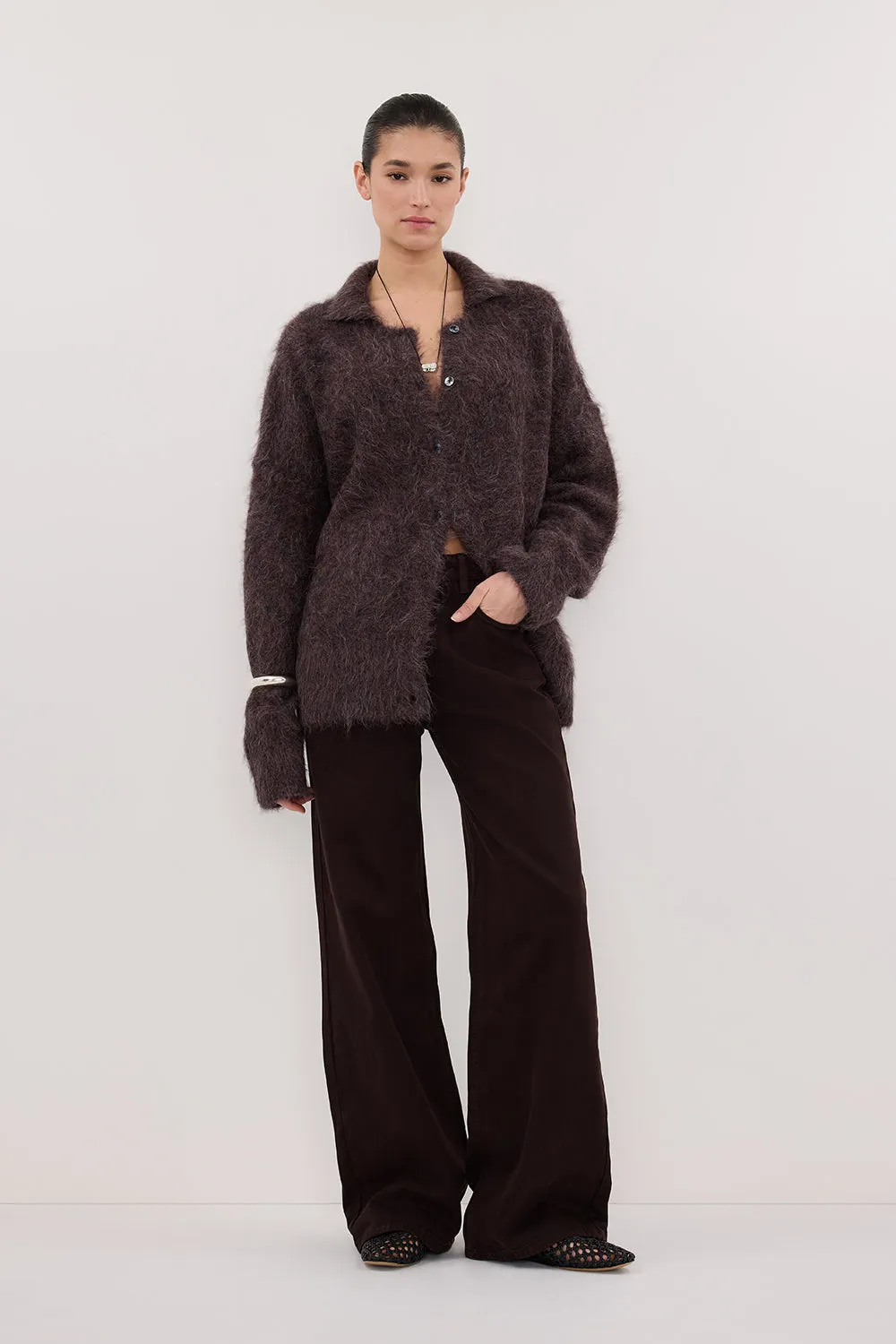 fade resistant color REAGAN 2.0 BURNT CHOC TALL SLOUCHY JEAN