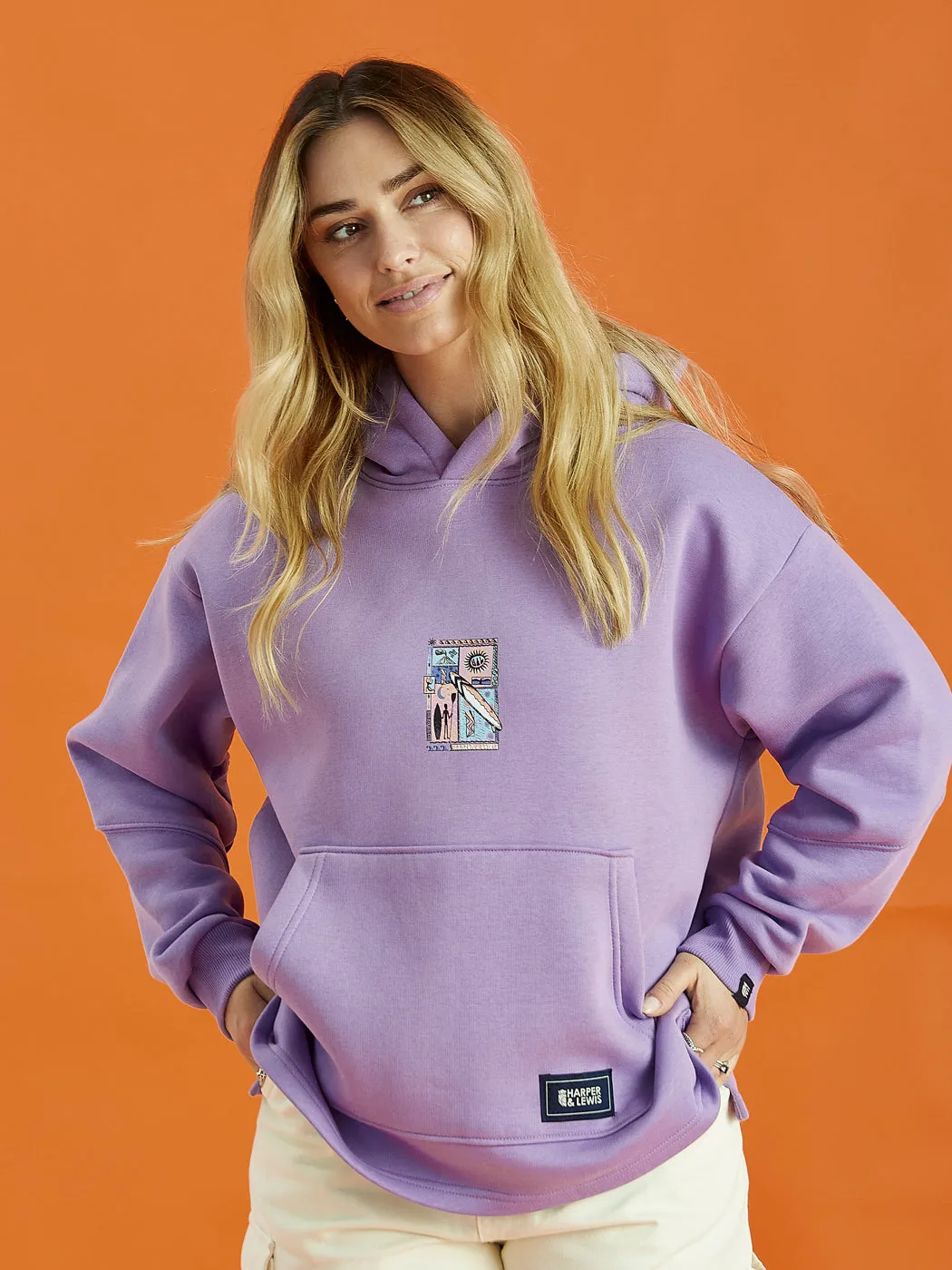 Stylish Layer Cruz Oversized Hoodie Purple