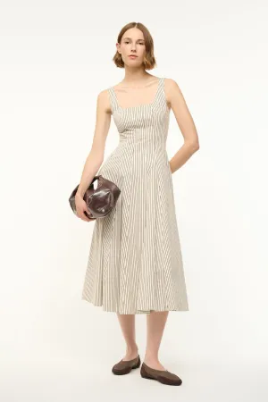 Elegant Look WELLS DRESS | IVORY DARK OAK MICRO STRIPE