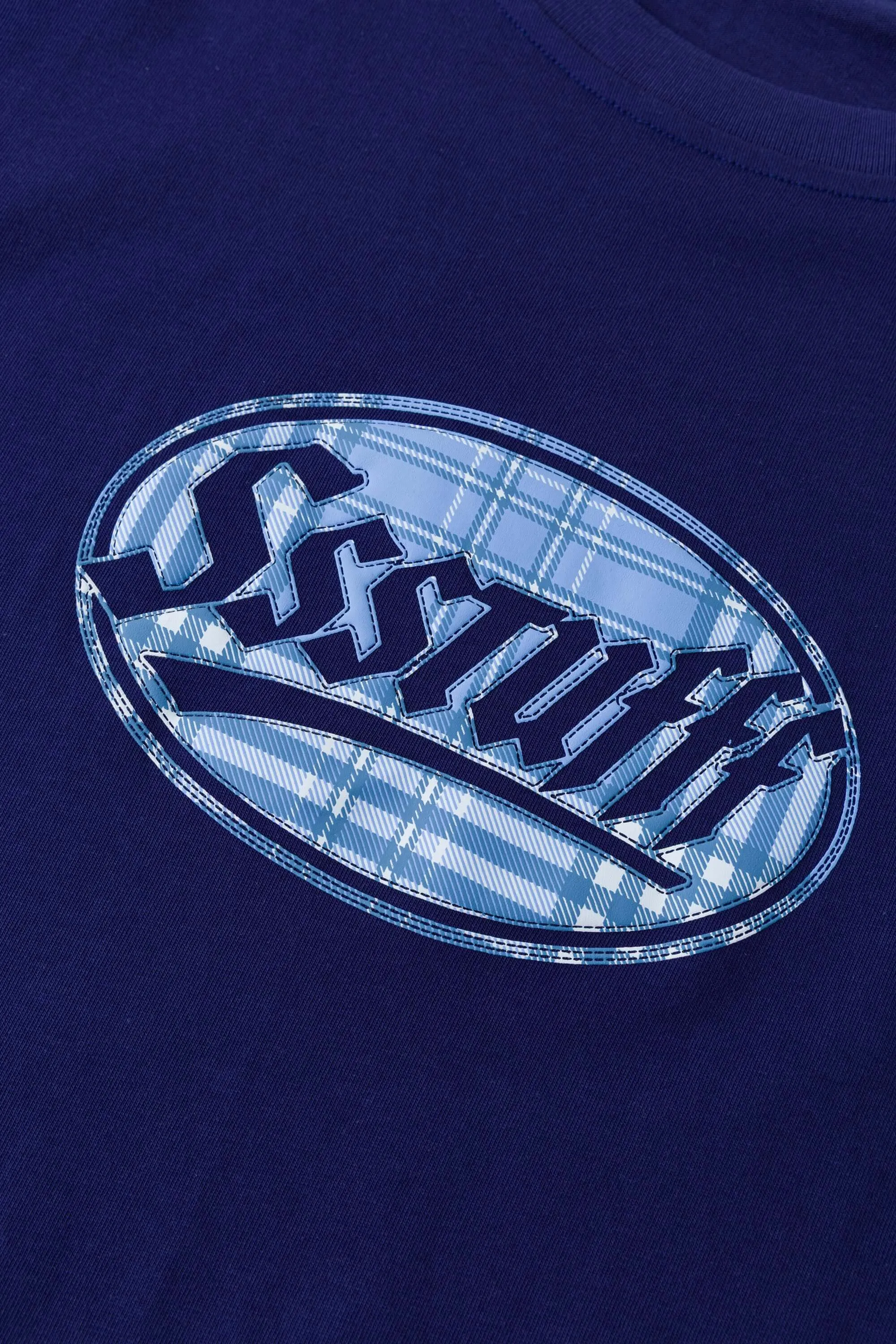 Fake Stitching Navy Puff Tee Water Based Ink Print