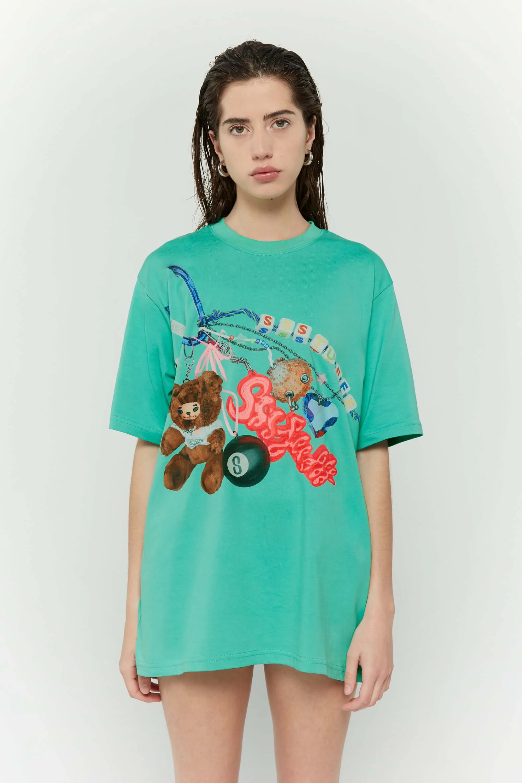 Cute Key Chain Tee Distressed Hem Finish Relaxed Smart