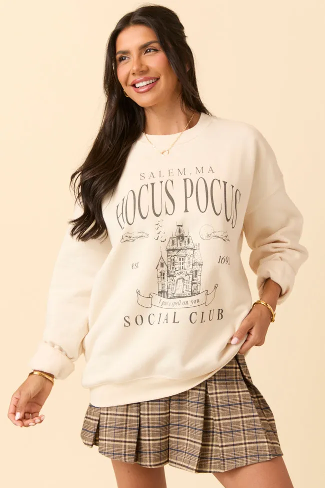 All Day Flex Hocus Pocus Charcoal Print Cream Graphic Sweatshirt SALE