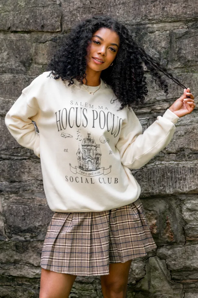 QuickDry Material Hocus Pocus Charcoal Print Cream Graphic Sweatshirt SALE