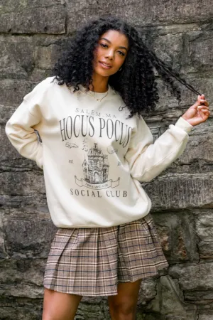 QuickDry Material Hocus Pocus Charcoal Print Cream Graphic Sweatshirt SALE