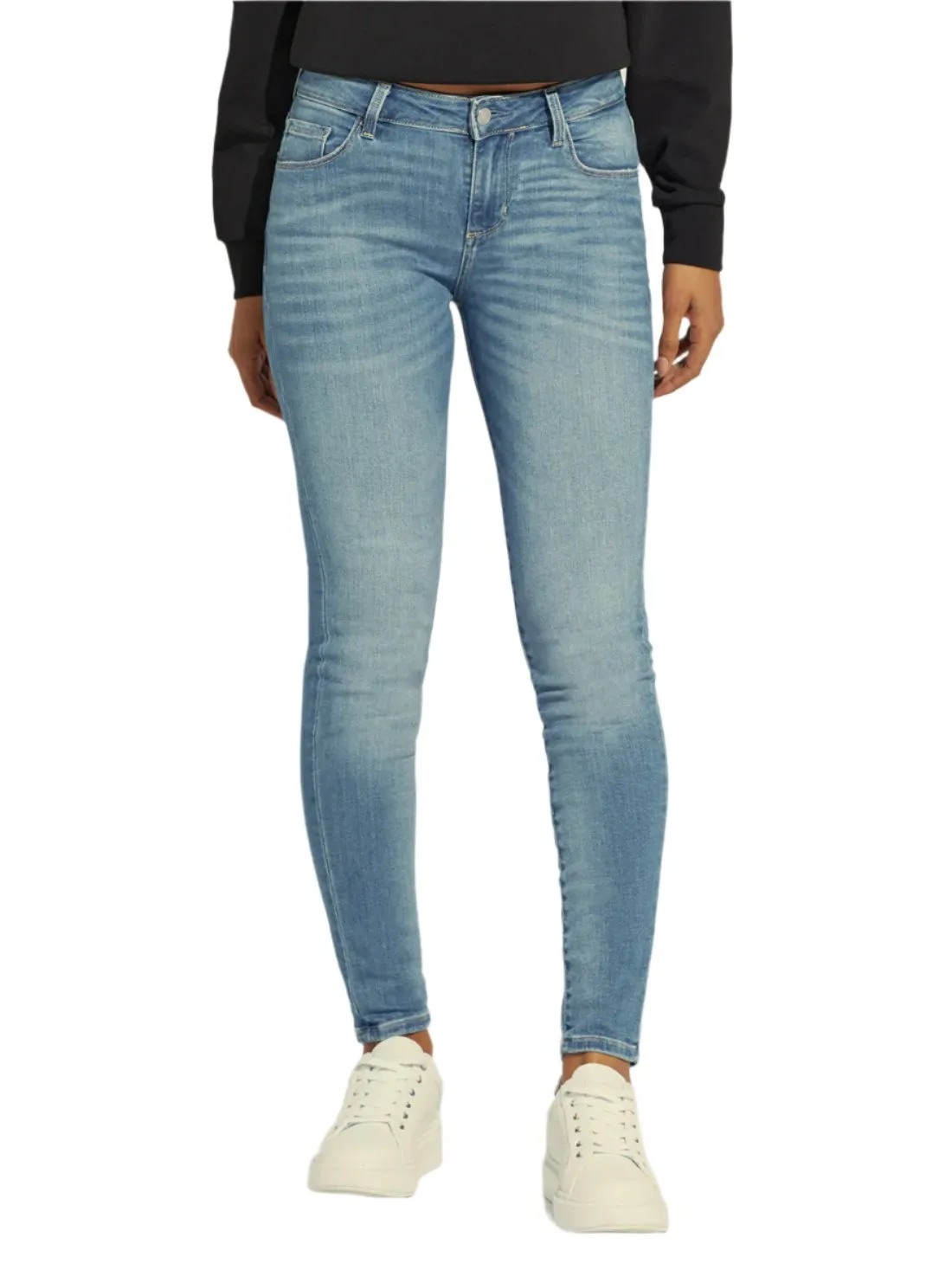 Active Comfort Workday Outfit Annette Skinny Mid Rise Jeans - Carrie Light