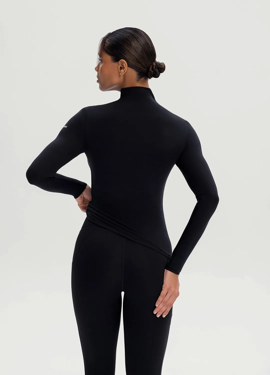 Mock Neck Long Sleeve Top Seamless Edging