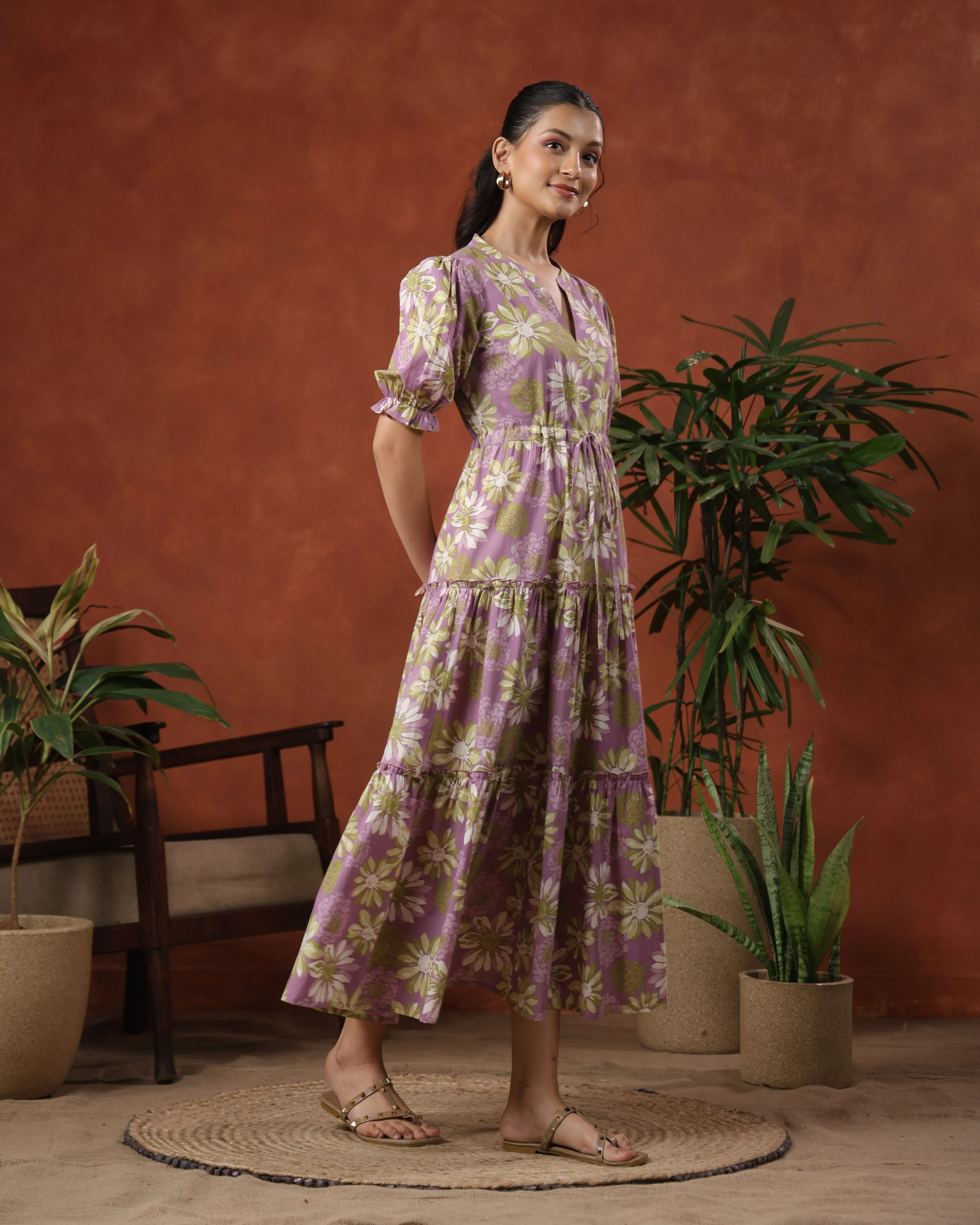 All-day Comfort All-Occasion Wear Women's Floral Printed Tier Dress