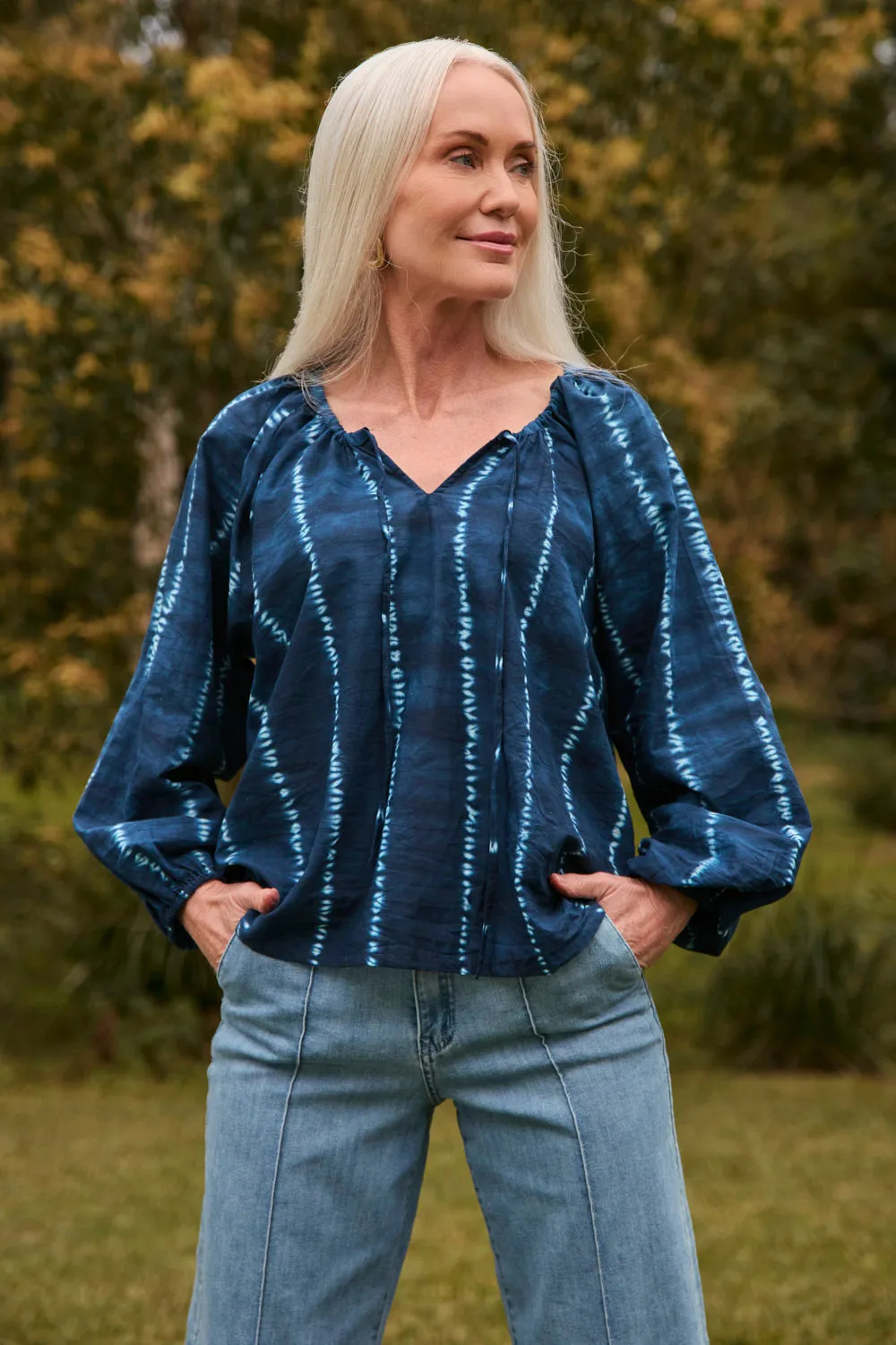 Elegant Delilah Blouse in Shibori Echo
