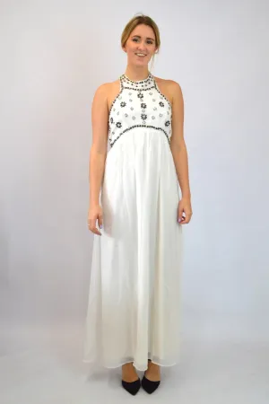Diamonte Halterneck Maxi Dress Flattering bodycon dress Soft Waist