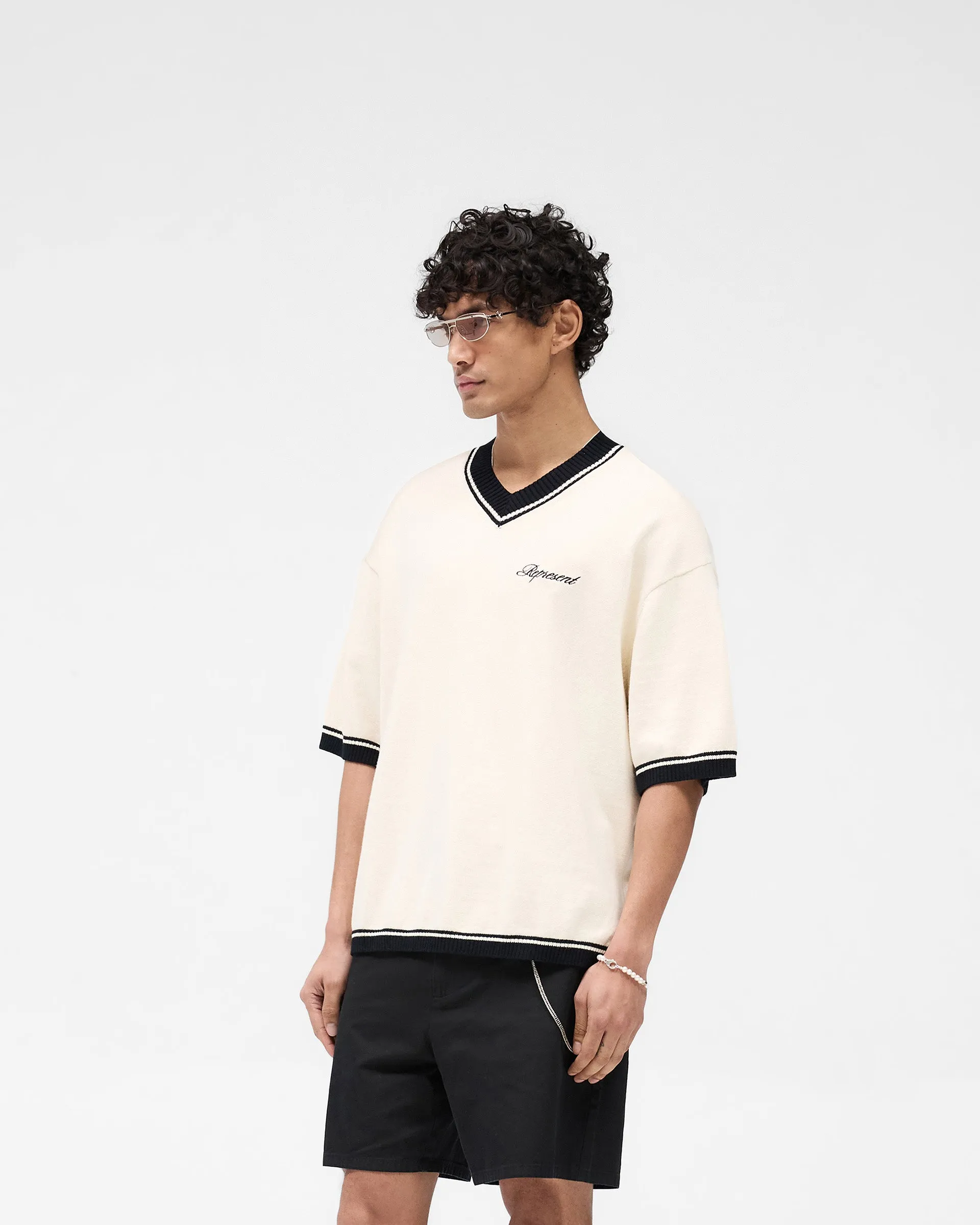 Script Embroidered Knit - Off White FrictionResistantEdges
