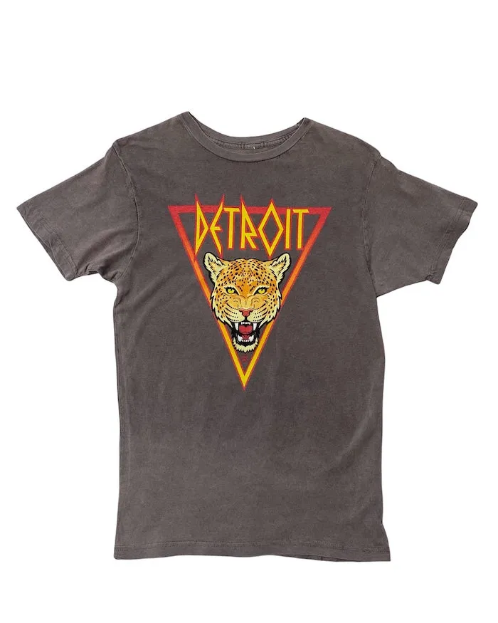 Ink Detroit DET Leopard Mineral Wash T-Shirt - Grey fade resistant color Durable Style