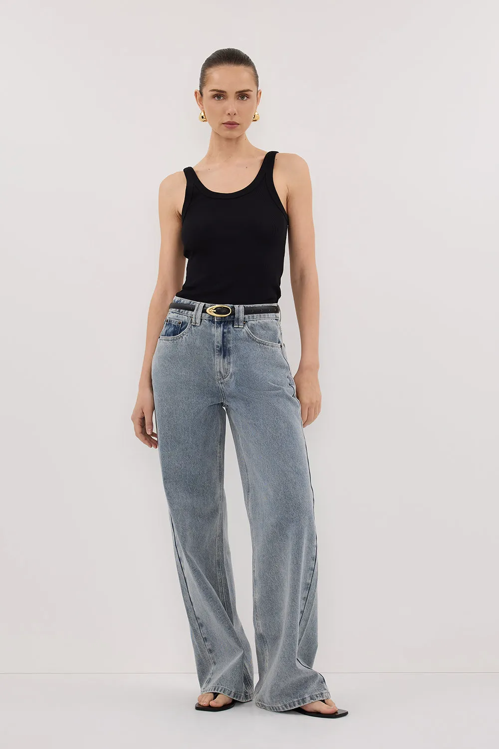 REAGAN 2.0 LIGHT BLUE TALL SLOUCHY JEAN Travel Outfit Professional Wear