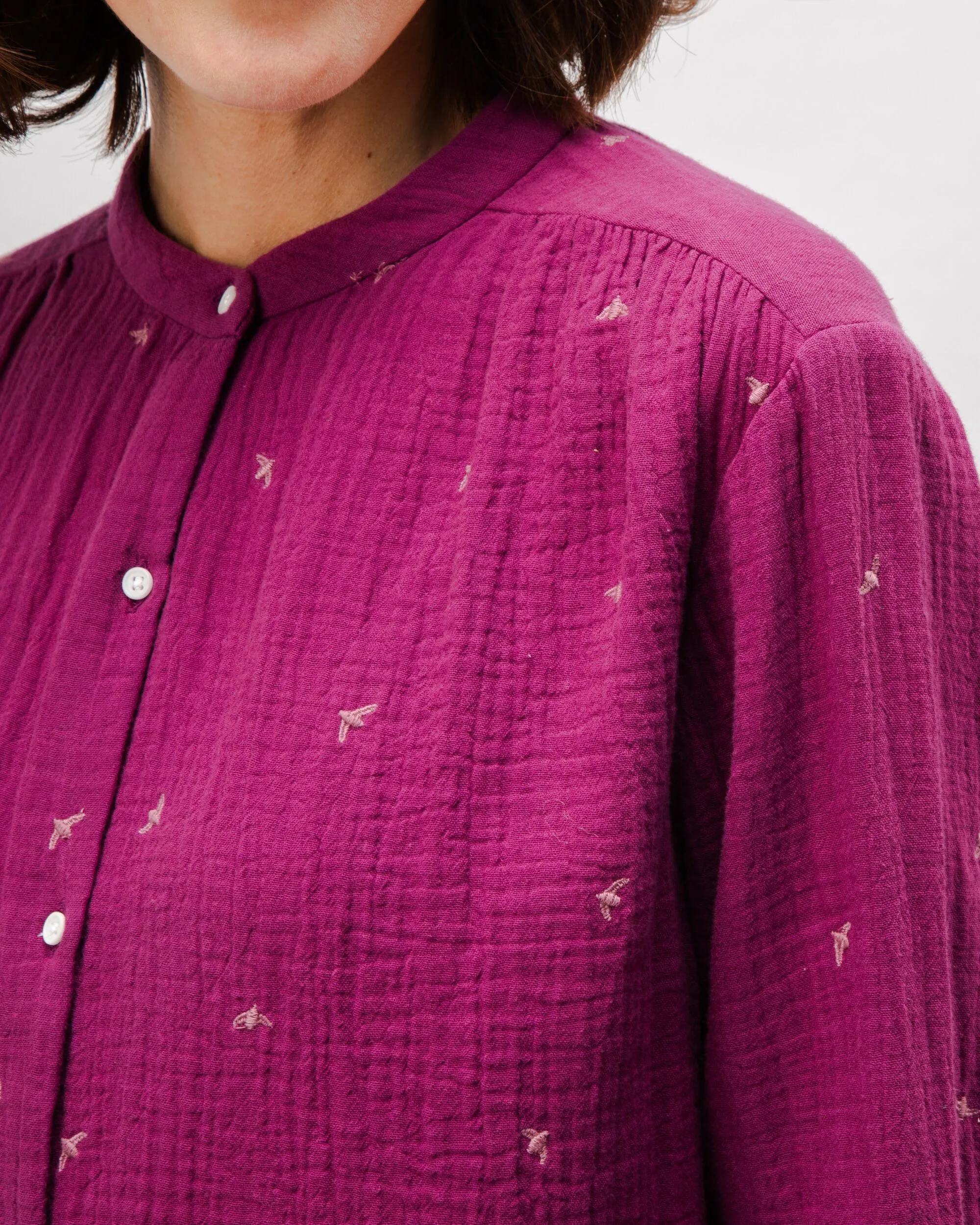 Heathered Fabric Dusk Boho Cotton Blouse Grape