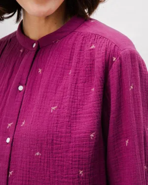 Heathered Fabric Dusk Boho Cotton Blouse Grape
