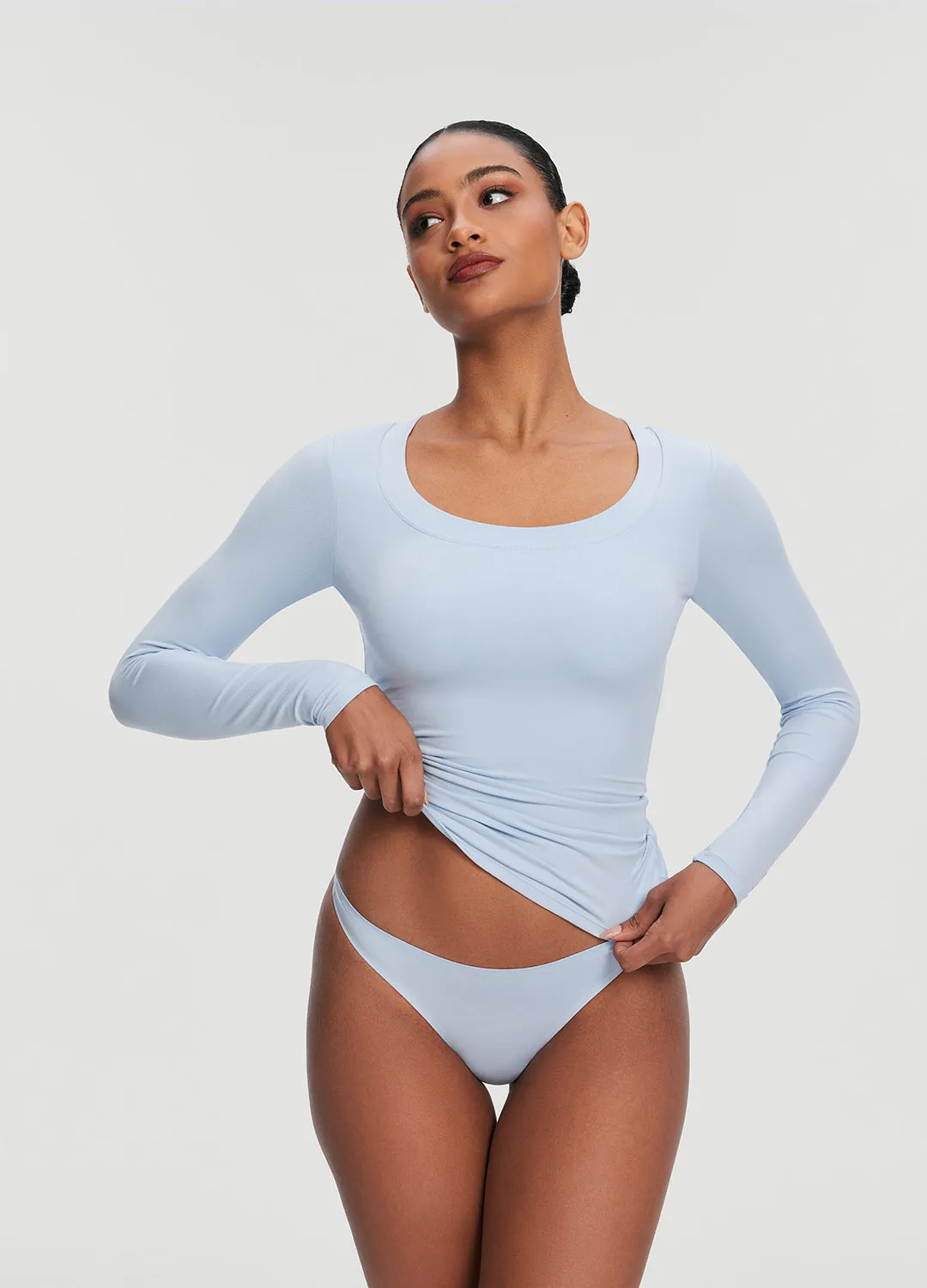 Scoop Neck Long Sleeve Top layerable