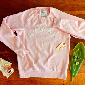 Mens Raglan Fleece Light Pink x Off White HAWAI`I Applique Printed Detail