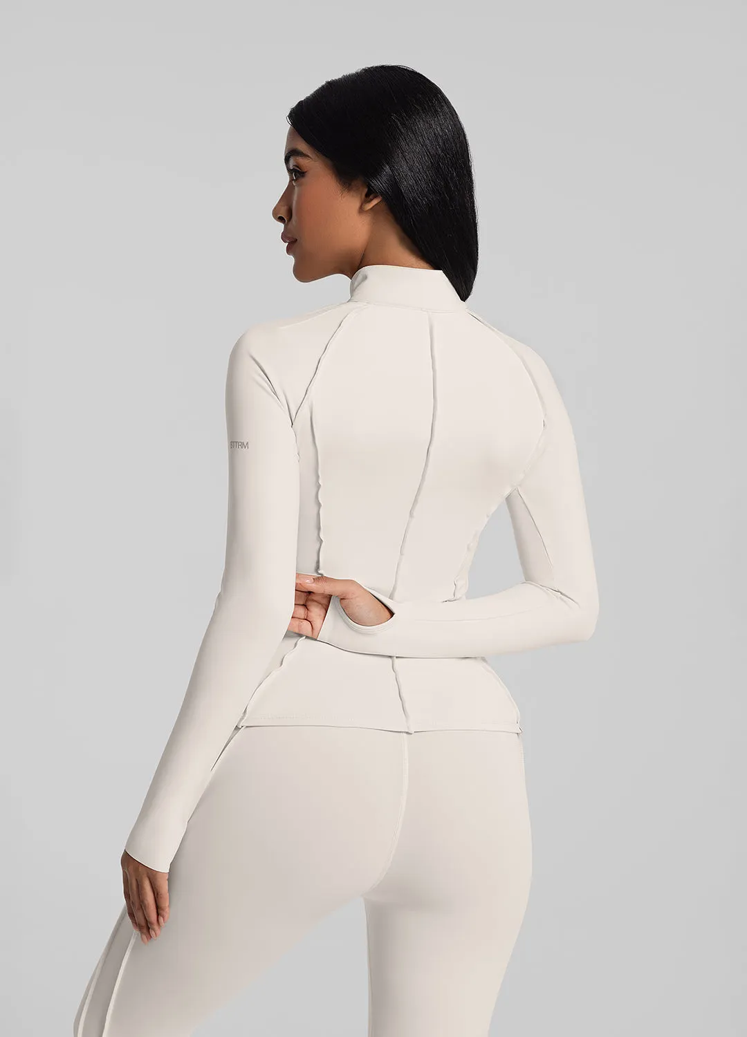 Cozy Wearable Soft Waistband Contour Zip-Up Long Sleeve Top