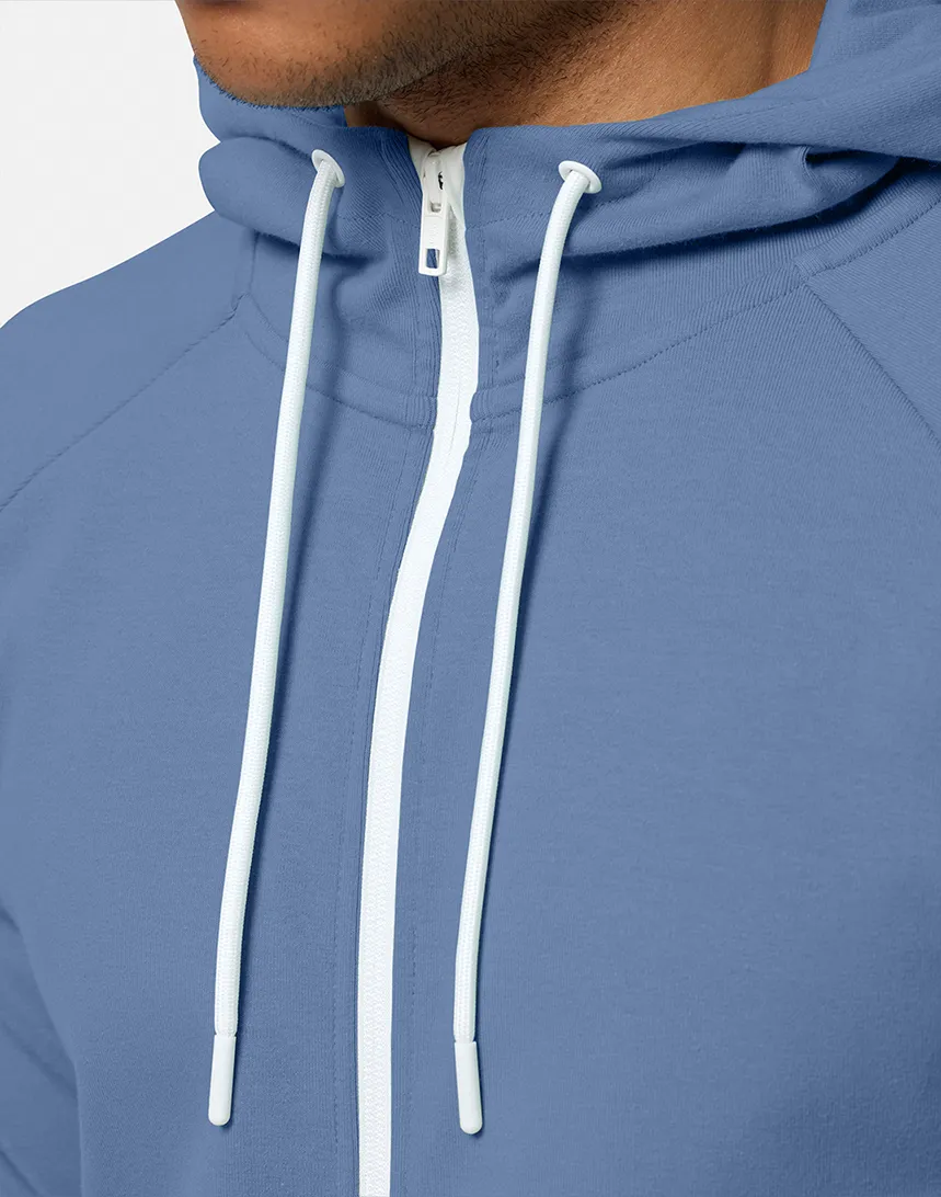 Wool Chill Zip Hoodie in Oasis Blue
