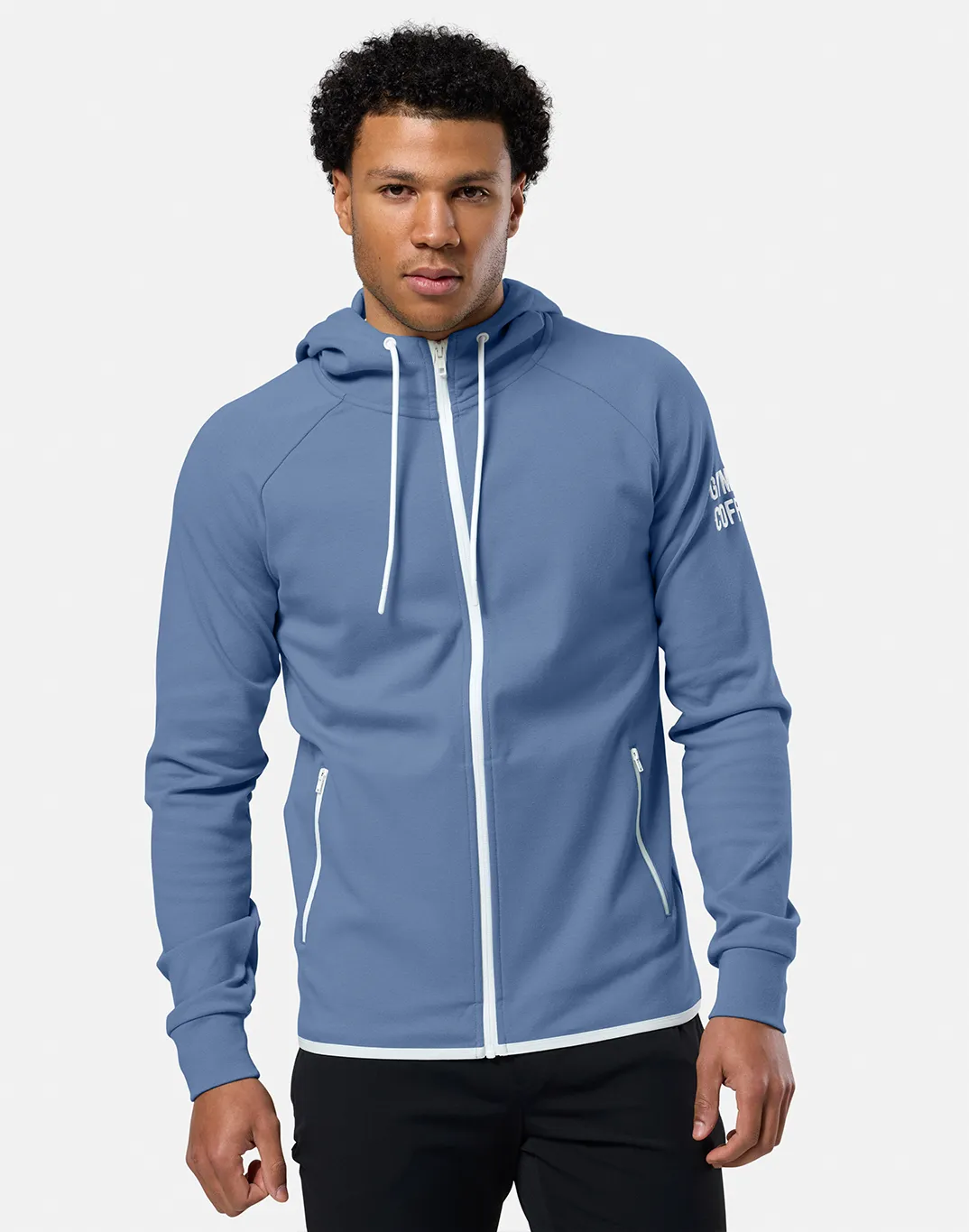 Cool Weather Chill Zip Hoodie in Oasis Blue