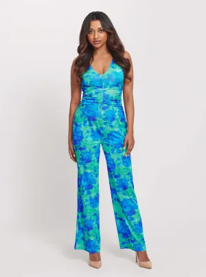 CompactWeave Eco Blue Floral Print Emily Jumpsuit