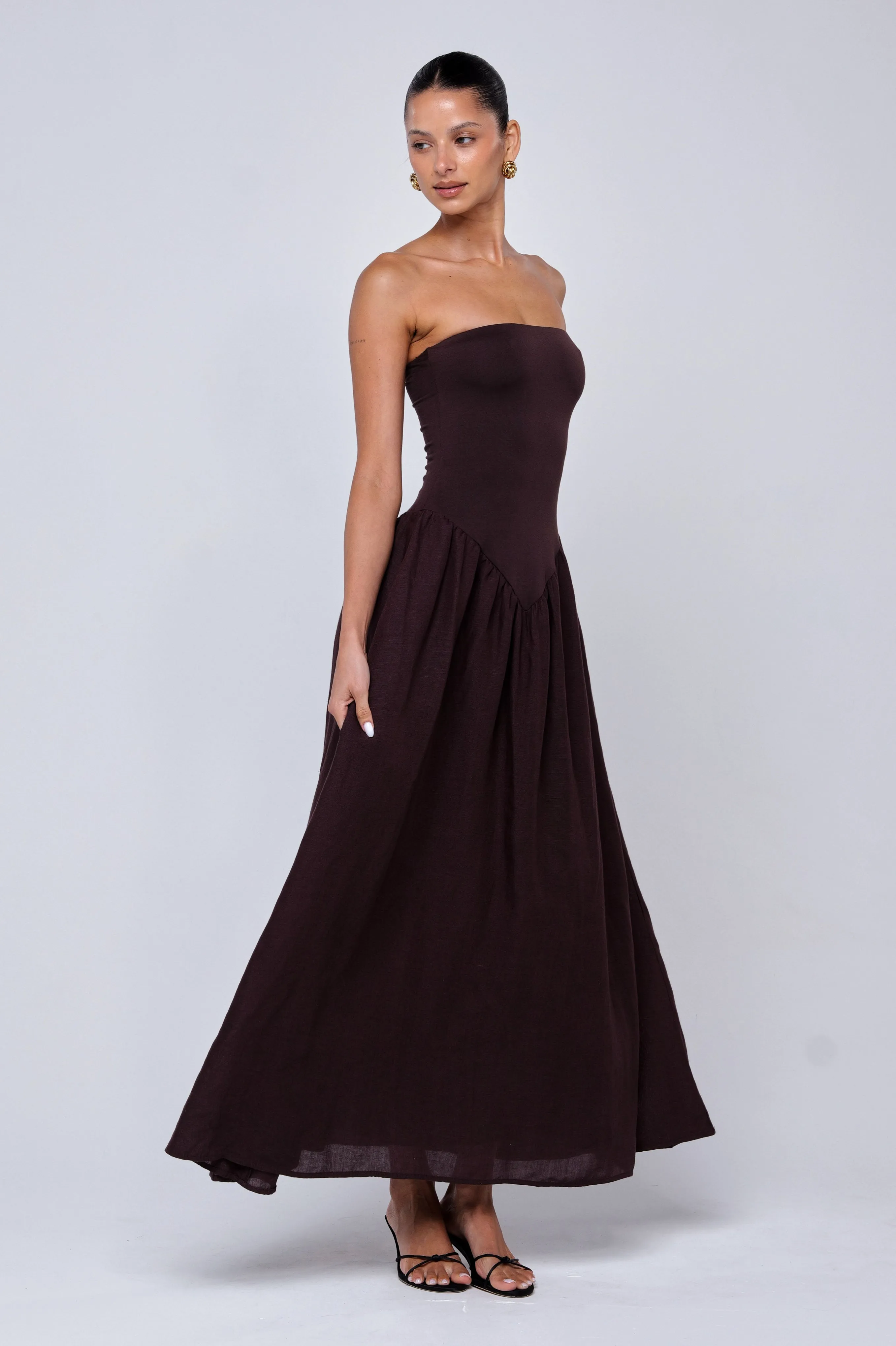 Timeless Energy Mackenzie Dress in Brown Linen