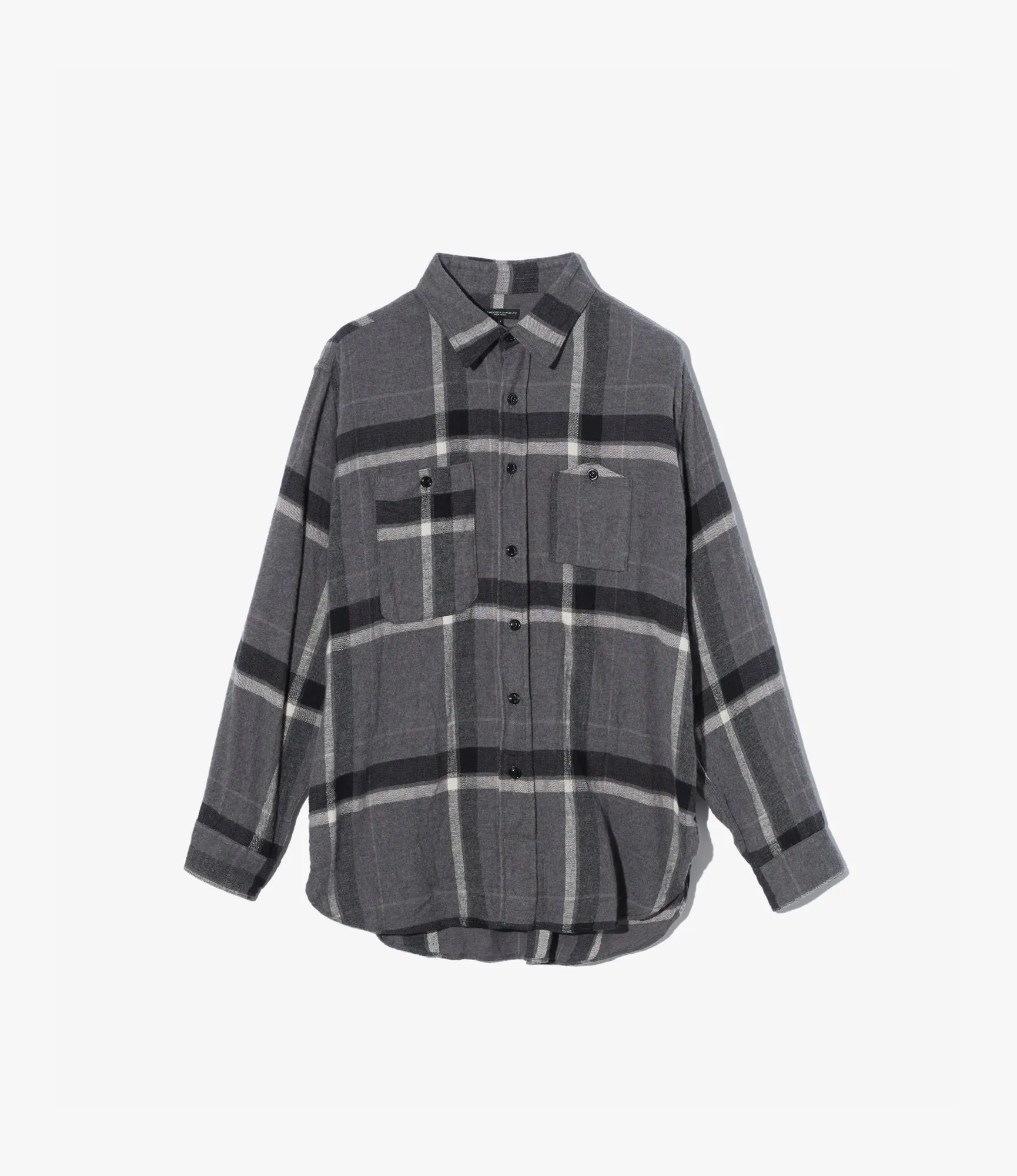 Work Shirt ?C Grey/Black Big Plaid Brushed Cotton Cool and Chic