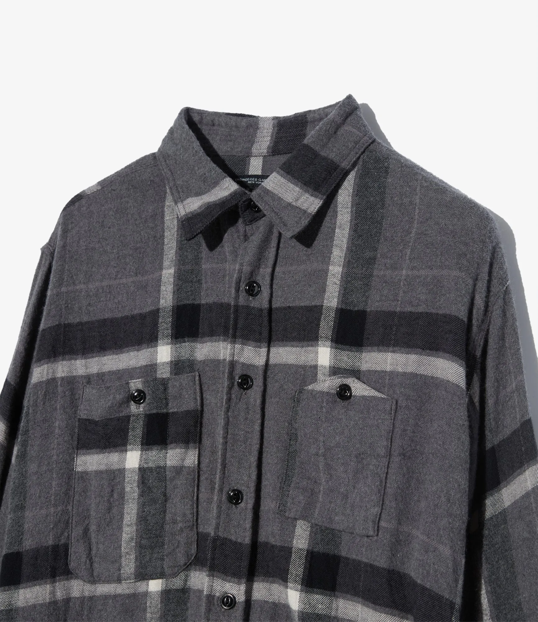 Work Shirt ?C Grey/Black Big Plaid Brushed Cotton Seasonal top
