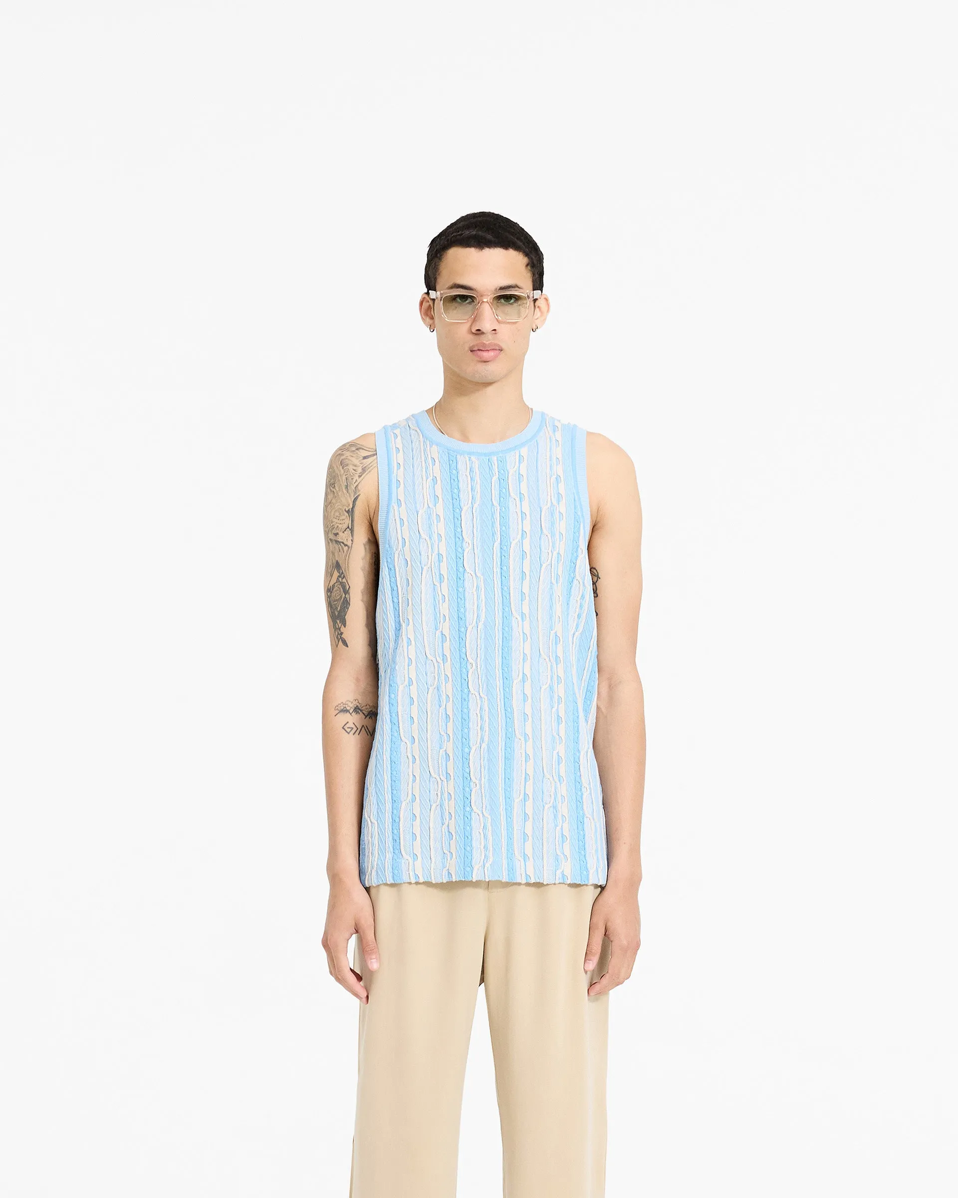 Zero Waste Mixed Knit Vest - Royal Blue