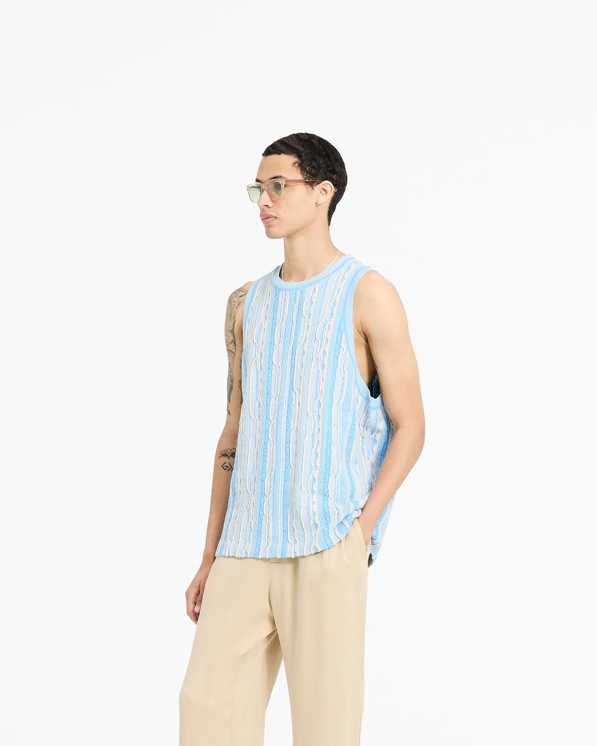 Mixed Knit Vest - Royal Blue Comfort Design