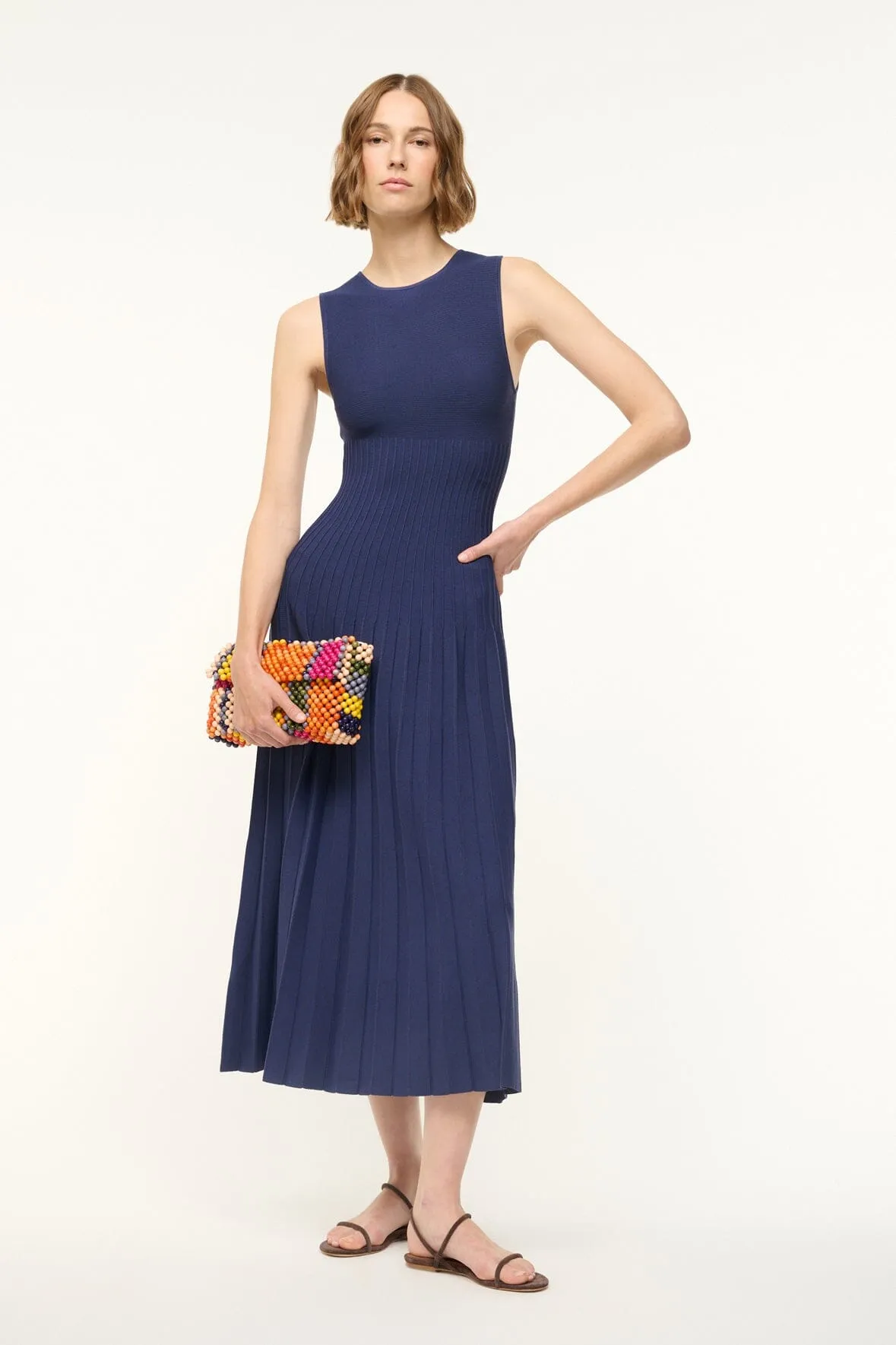 ELYSE DRESS | NAVY Perfect Comfort Wear Soft Pleats