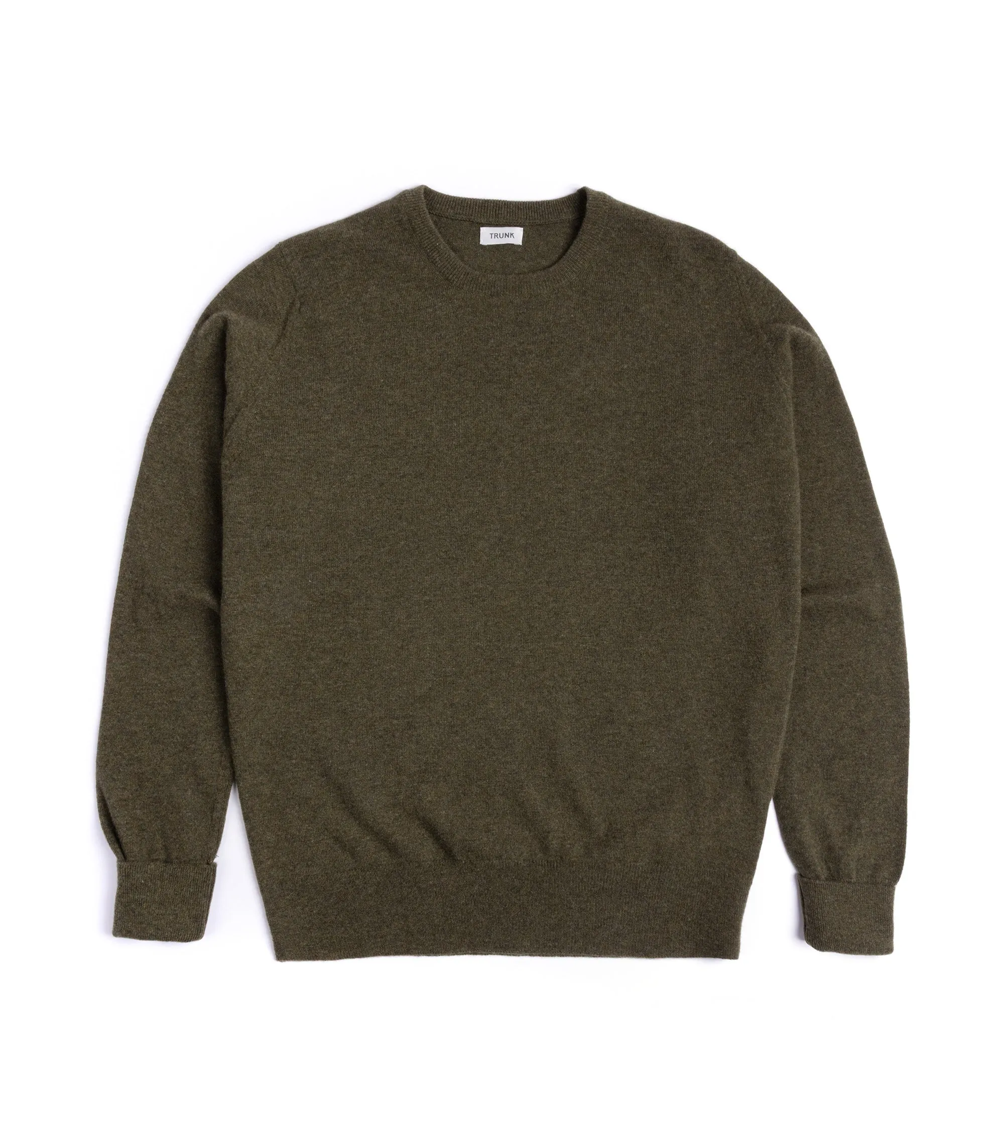 Trunk Walden Geelong Crew Neck Sweater: Olive Green SustainableYarnBlend ReflectiveTrimDetails