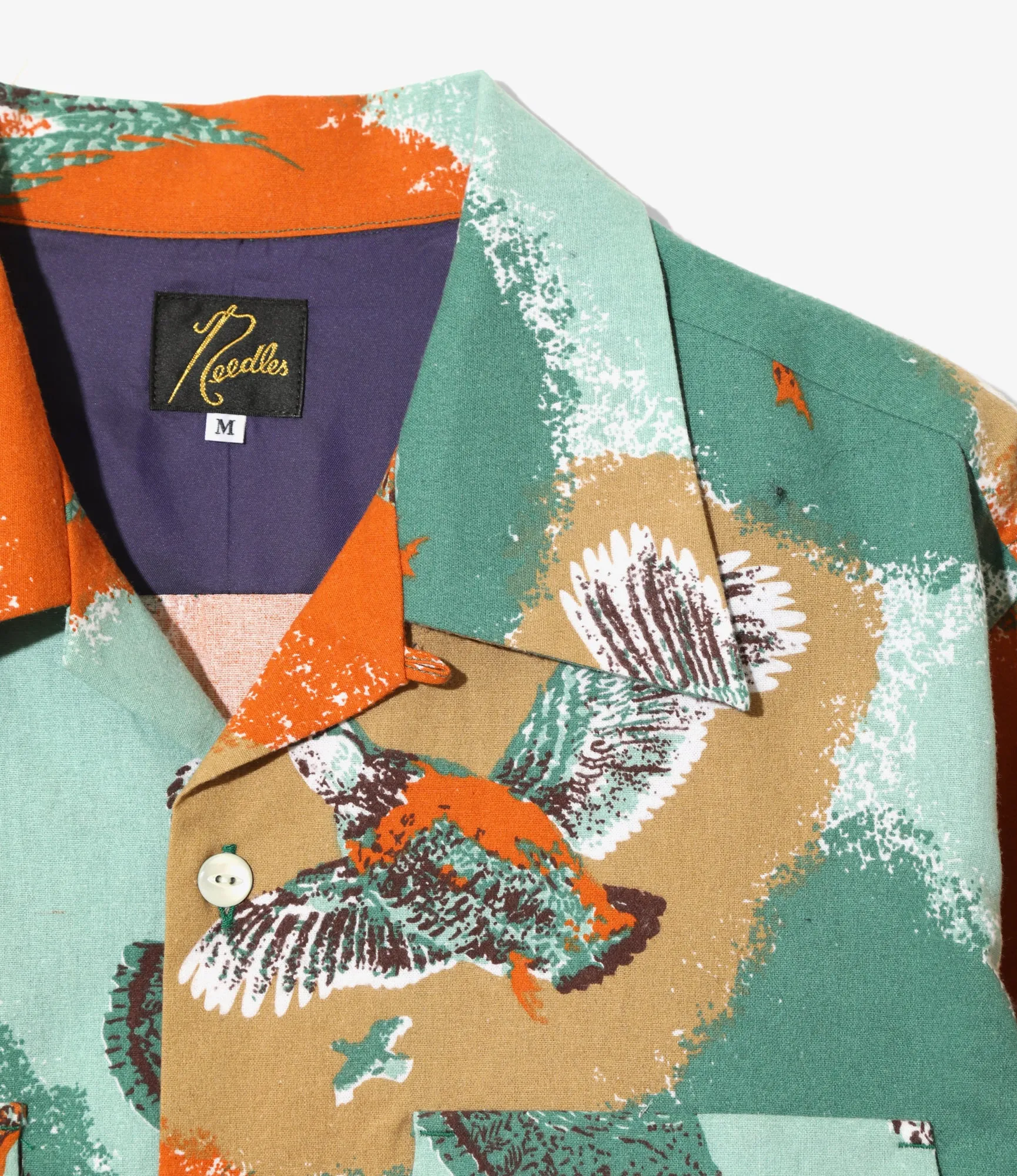 Classic Shirt ?C Orange Bird Print Flannel Sleek Layers Autumn Wear