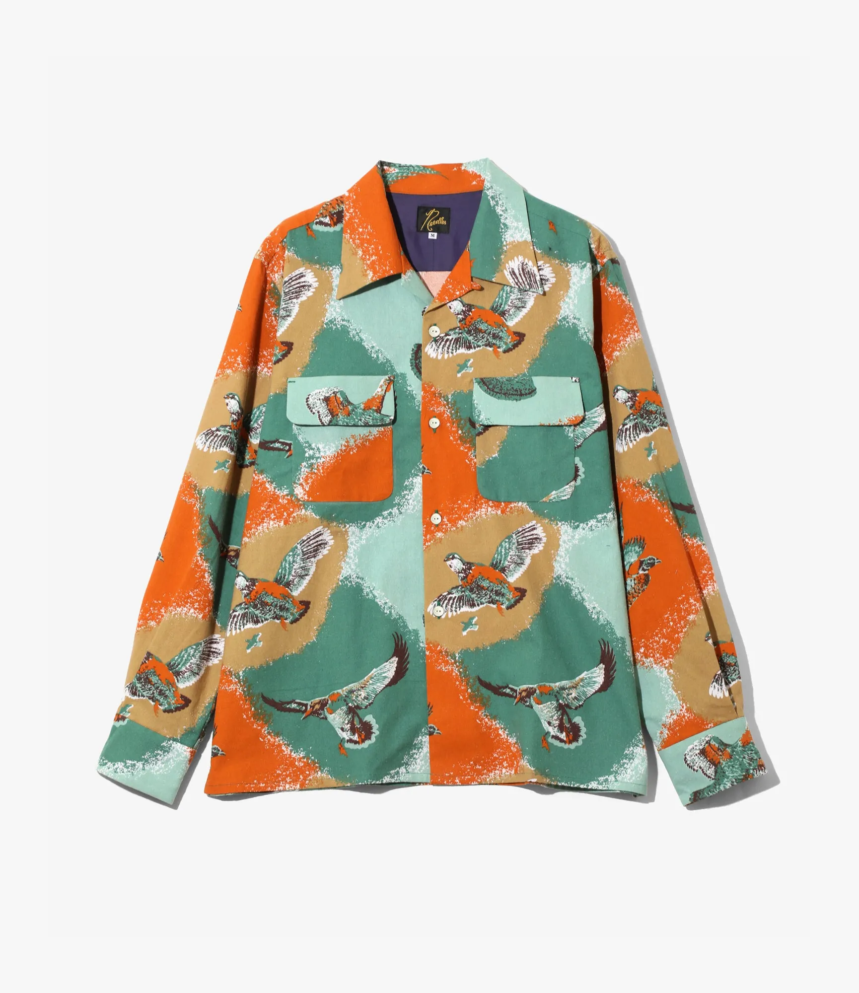 Classic Shirt ?C Orange Bird Print Flannel Comfortable Wear Neutral Color