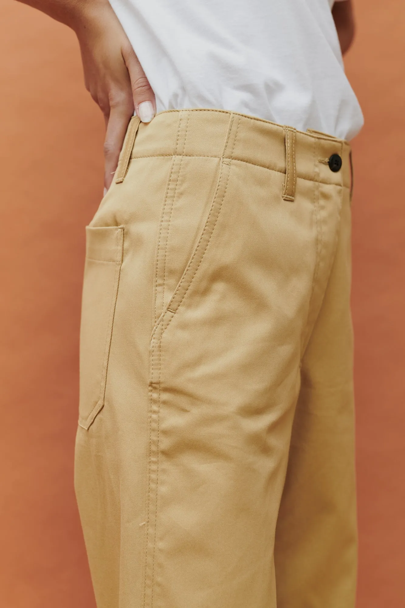Women's Cropped Work Trousers - Beige Timeless Fit