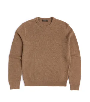 Zanone Wool Honeycomb Crew Neck Sweater: Caramel Seamless transition Drive Core