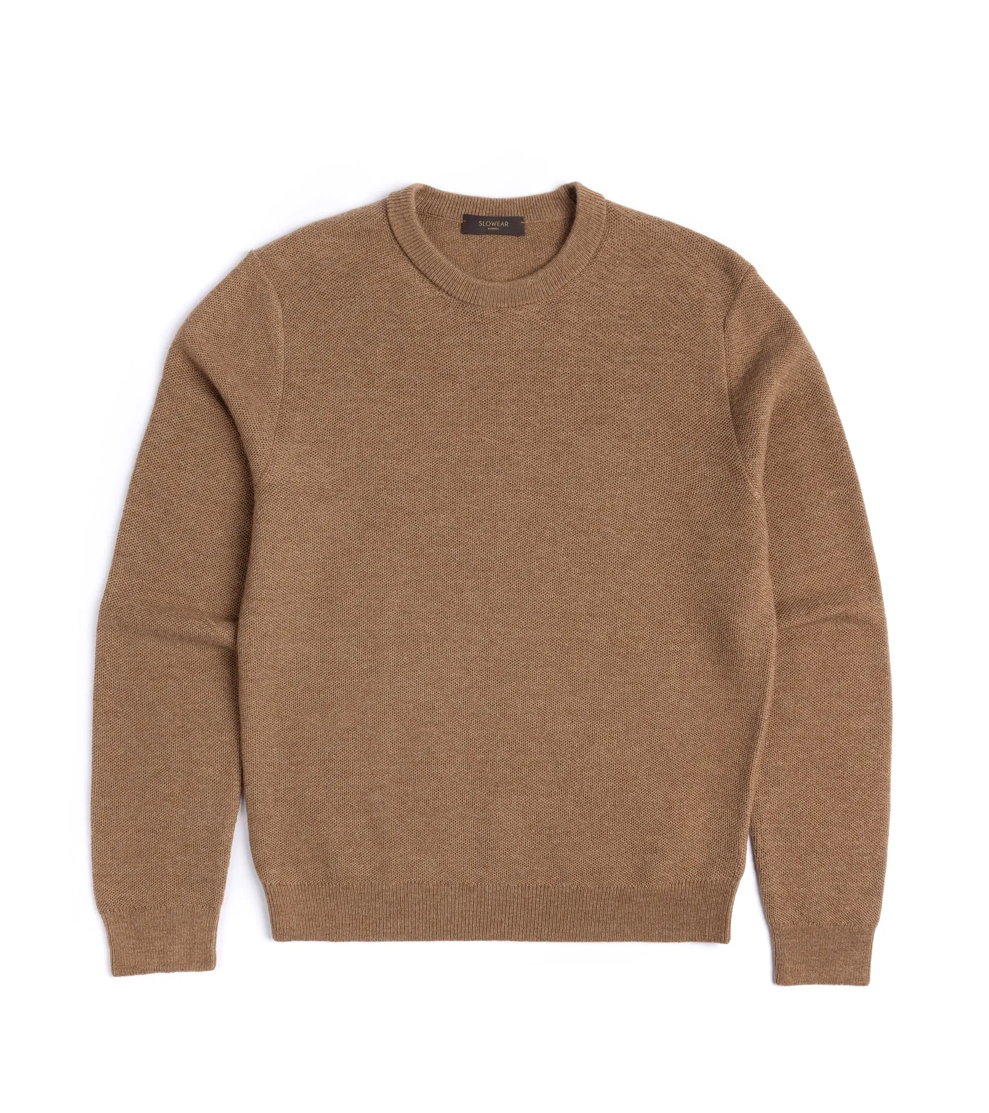Zanone Wool Honeycomb Crew Neck Sweater: Caramel Seamless transition Drive Core