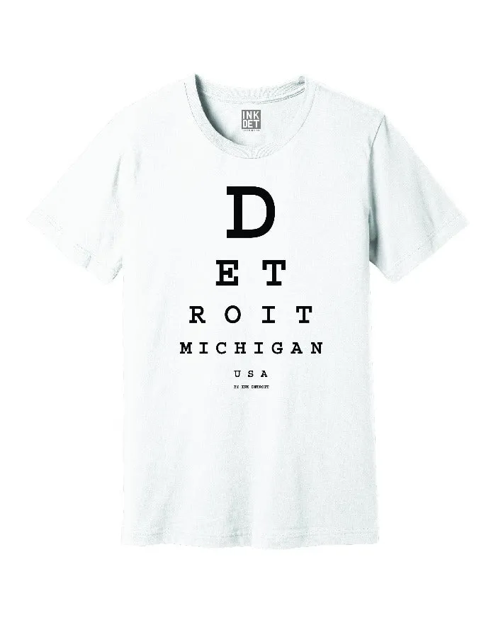 Sophisticated Casual Perfect Comfort Ink Detroit Eye Chart T-Shirt - White