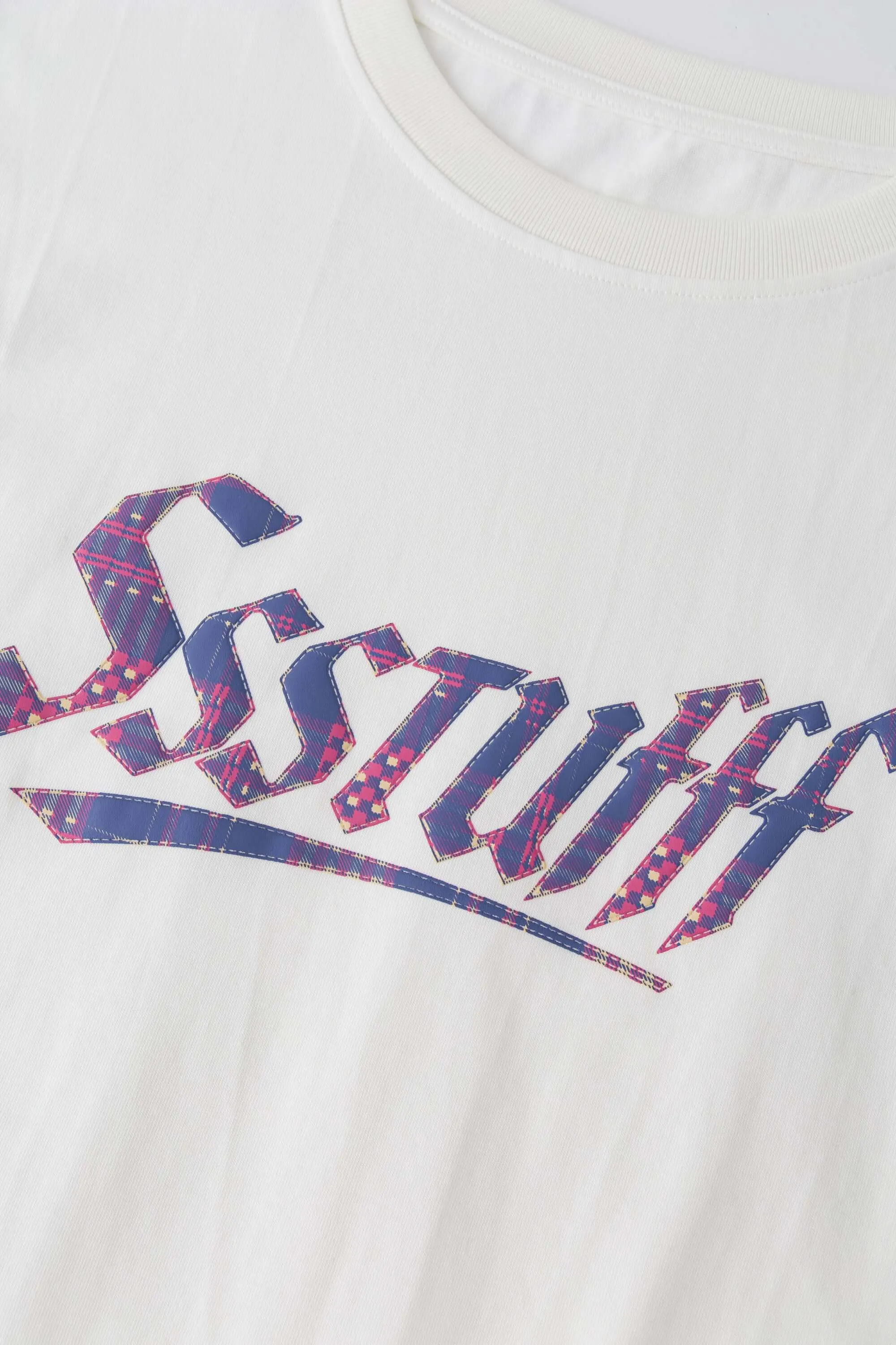 VintageWashEffect Fake Stitching Red Puff Tee