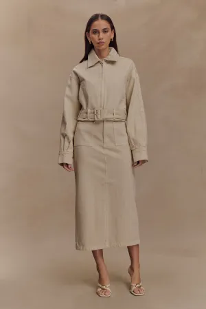 Zero Waste Pattern Design Fallon Denim Midi Skirt - Stone Wash