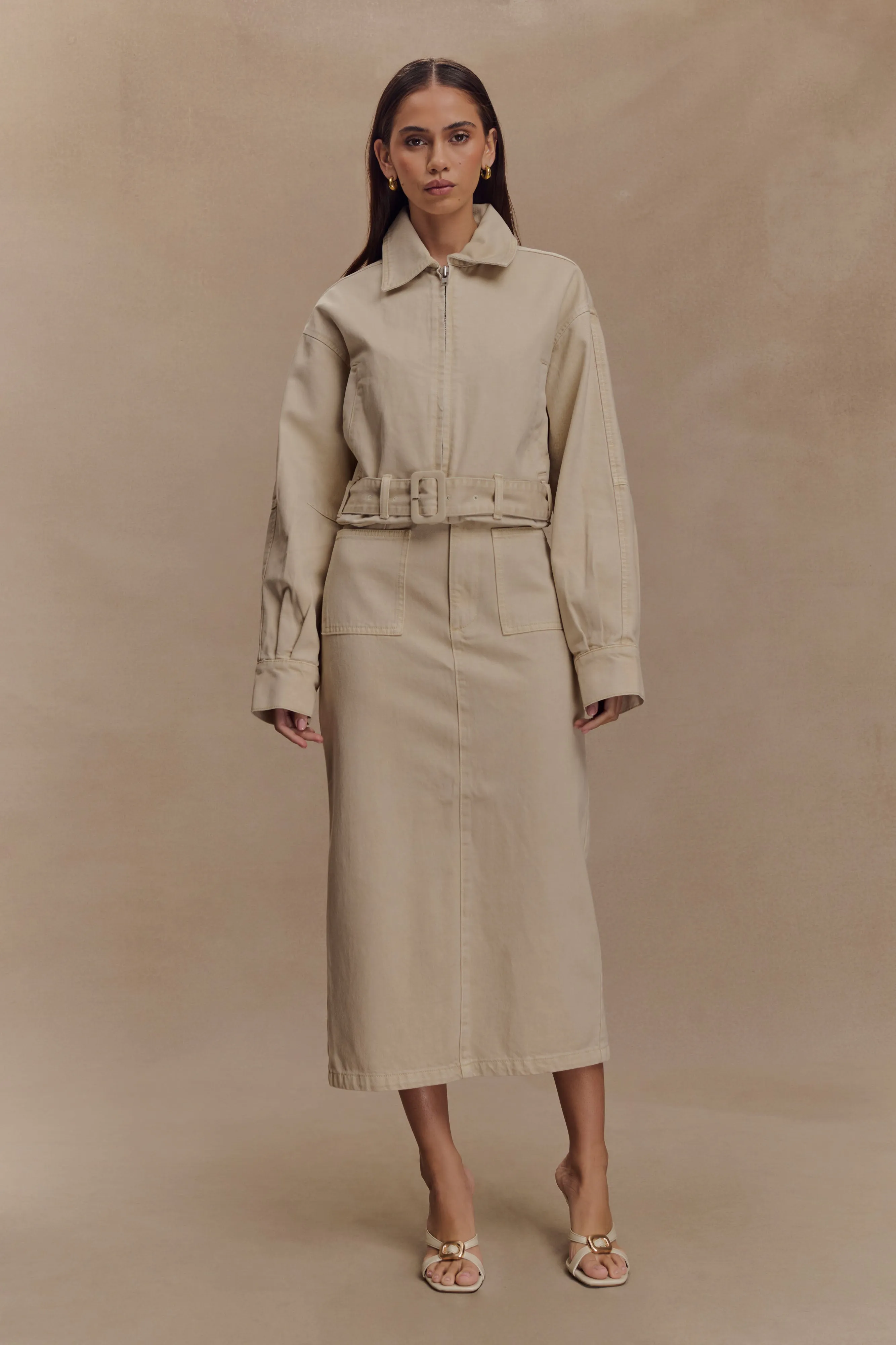 Zero Waste Pattern Design Fallon Denim Midi Skirt - Stone Wash