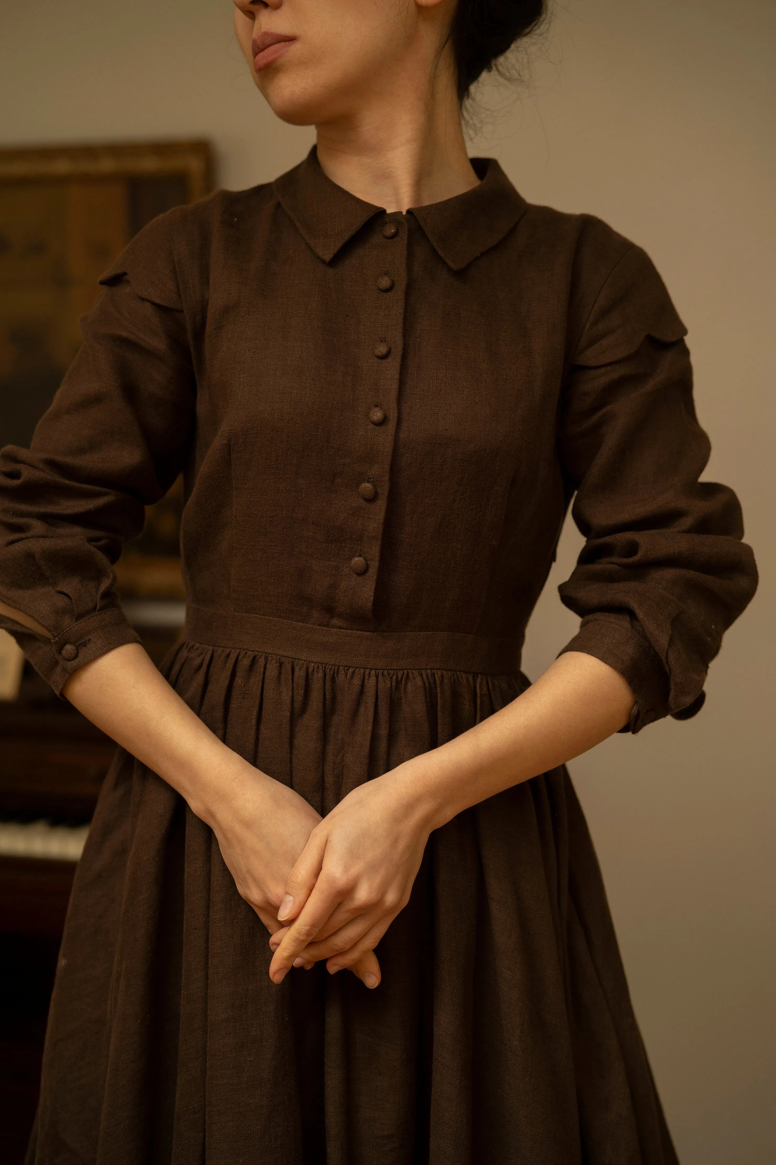 Jo Dress with long sleeves | Linen dress Eco-Lining